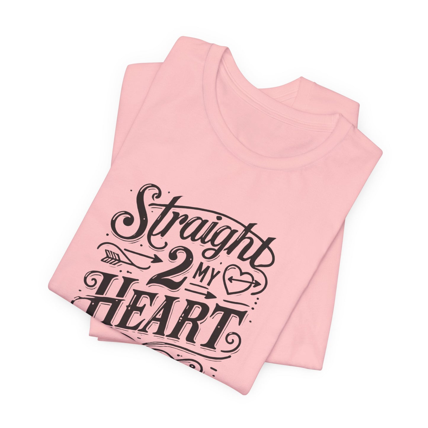 Straight 2 My Heart Graphic Tee — Romantic Vintage Script T-Shirt