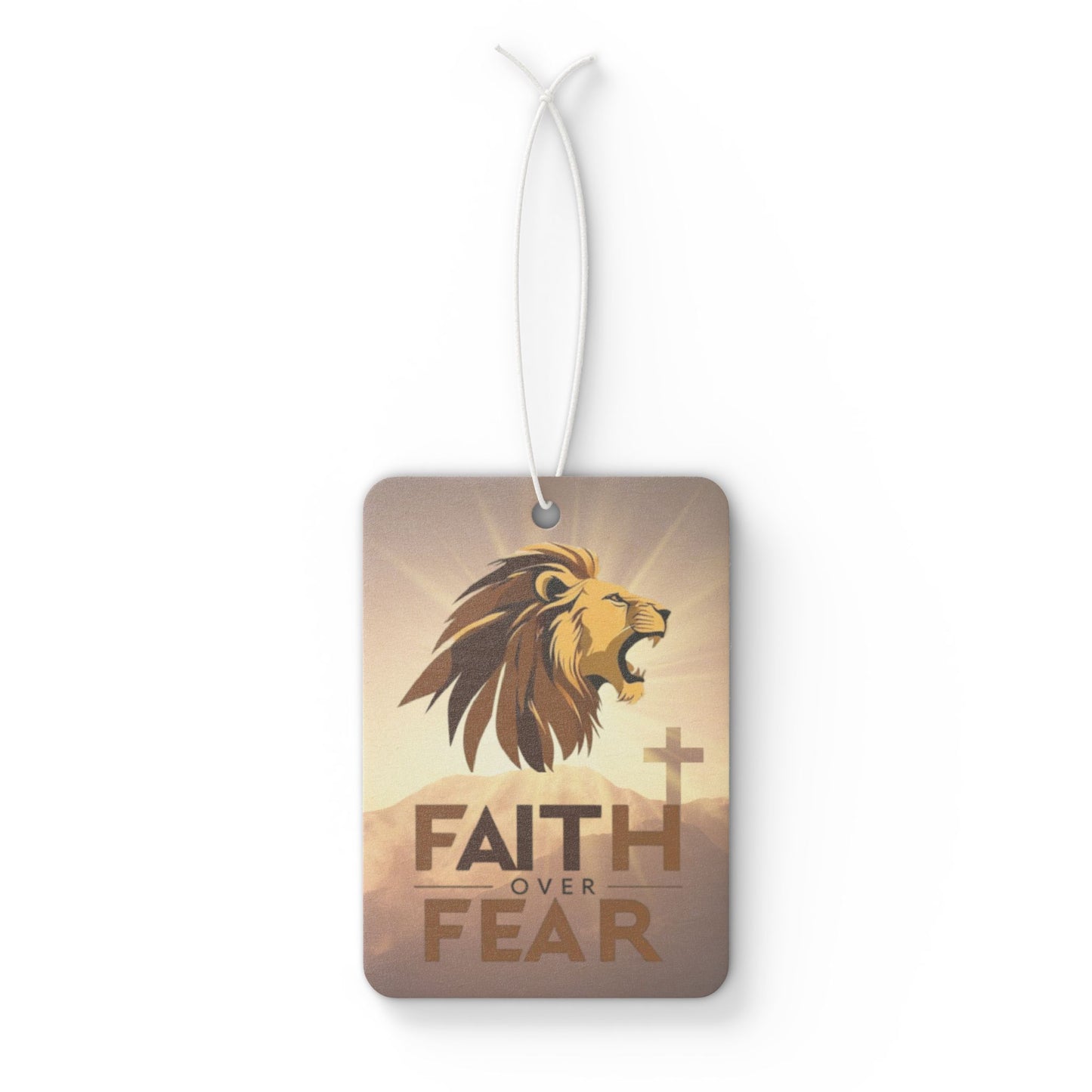 Faith Over Fear Car Air Freshener | Inspirational Lion Design | Spiritual Gift, Auto Decor, Church Accessory, Faith-Based Home Decor