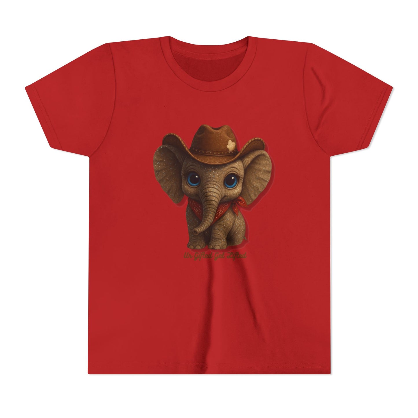 Whimsical Elephant Youth Tee, Kids Short Sleeve Shirt, Fun Animal Graphic Tee, Gifted and Lifted Tee, Birthday Gift for Kids