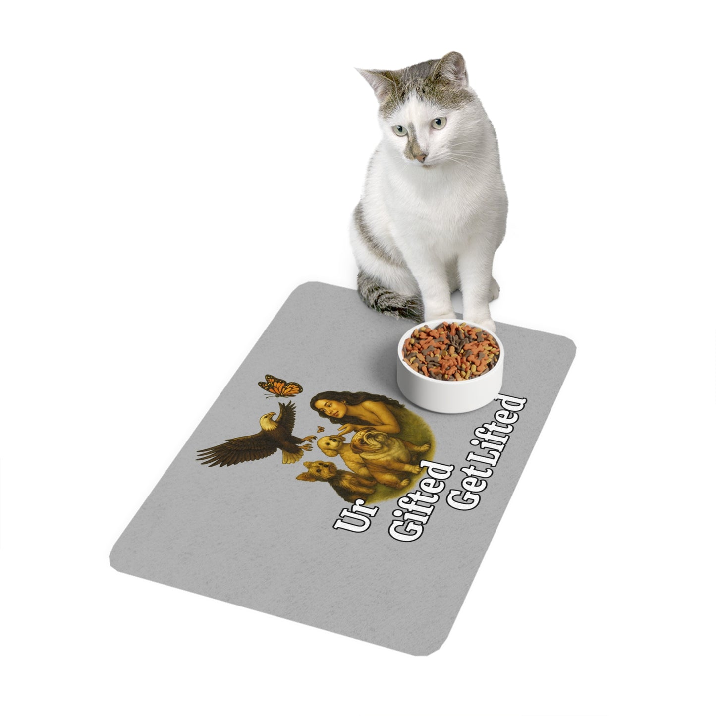 Pet Food Mat - Ur Gifted Get Lifted, Dog Feeding Mat, Cat Food Tray, Animal Lover Gift, Kitchen Decor, Pet Supplies