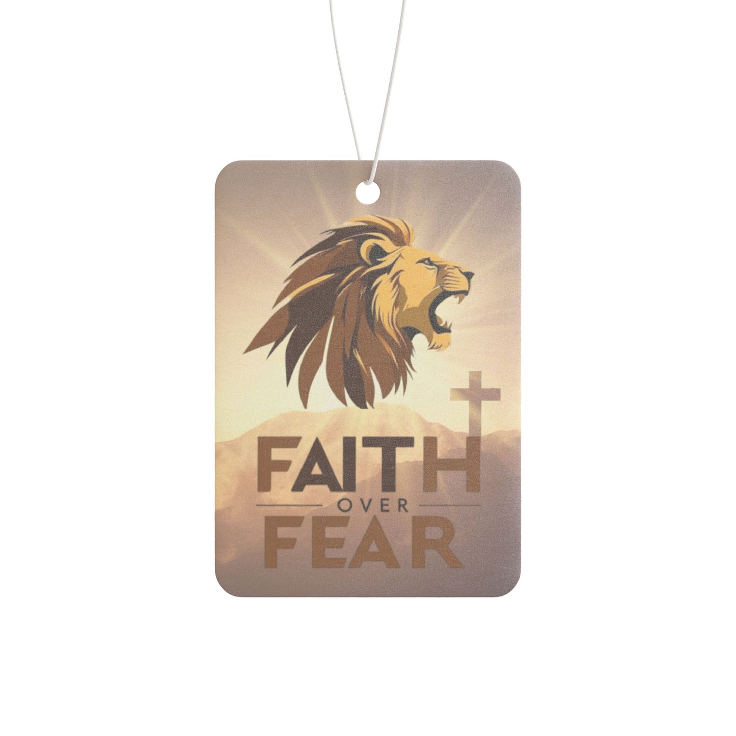 Faith Over Fear Car Air Freshener | Inspirational Lion Design | Spiritual Gift, Auto Decor, Church Accessory, Faith-Based Home Decor