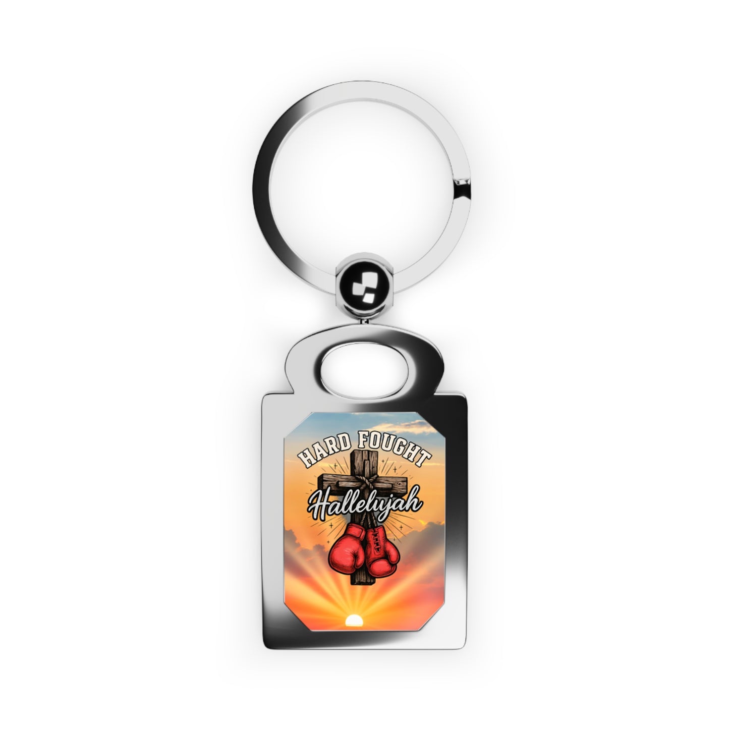 Rectangle Photo Keyring, Personalized Keychain, Gift for Him, Custom Key Holder, Boxing Motivational Keyring, Unique Keepsake