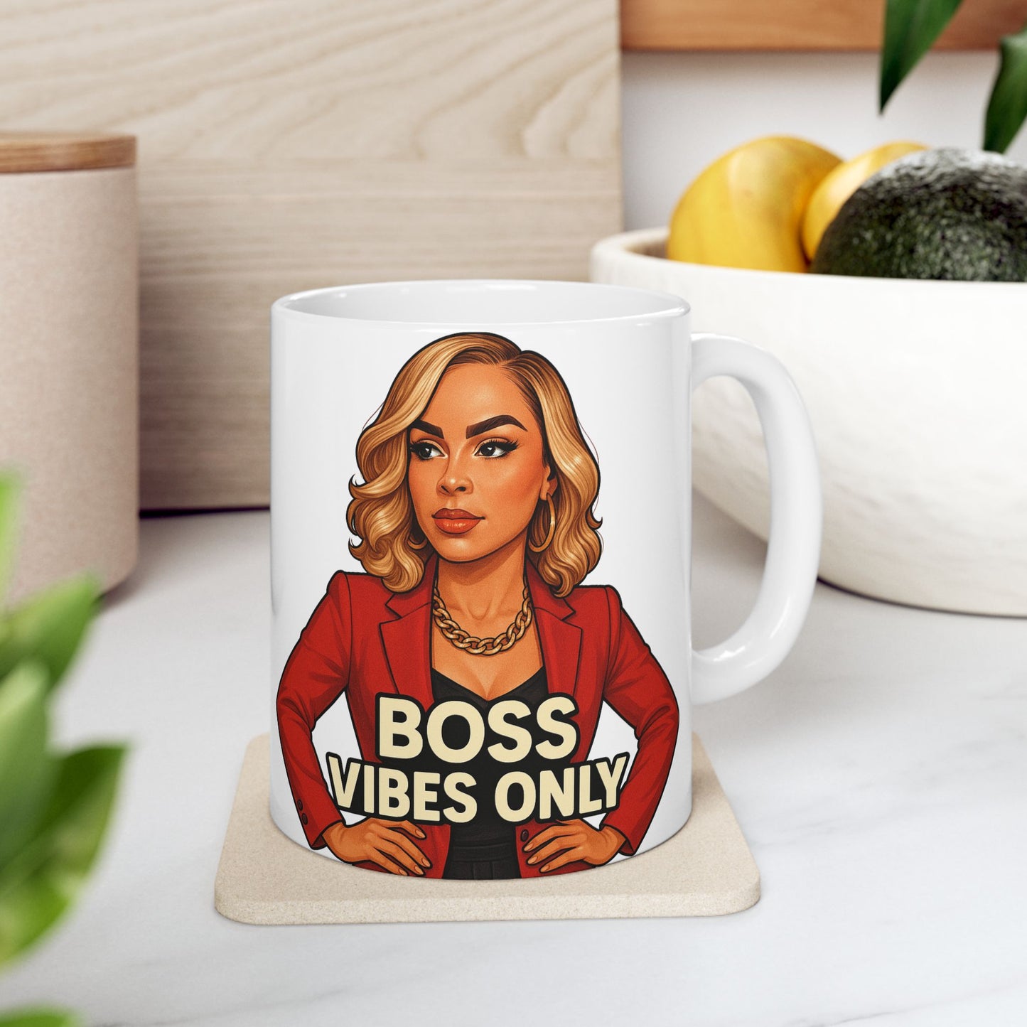 Boss Vibes Only Ceramic Mug - Empowering Coffee Cup for Entrepreneurs