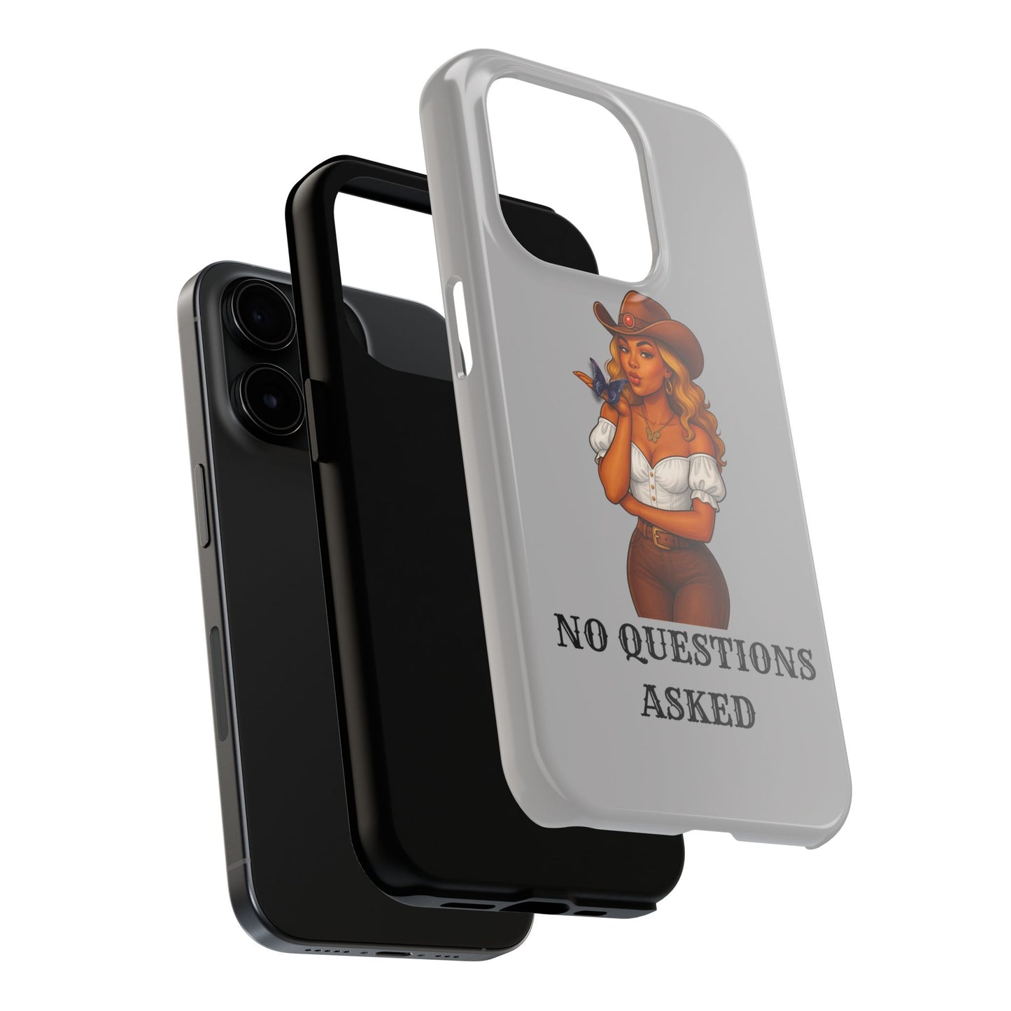 Cowgirl-Style Tough Phone Cases, Durable Phone Cover, Cute Western Phone Case, Fun Gift for Cowboys, No Questions Asked Design