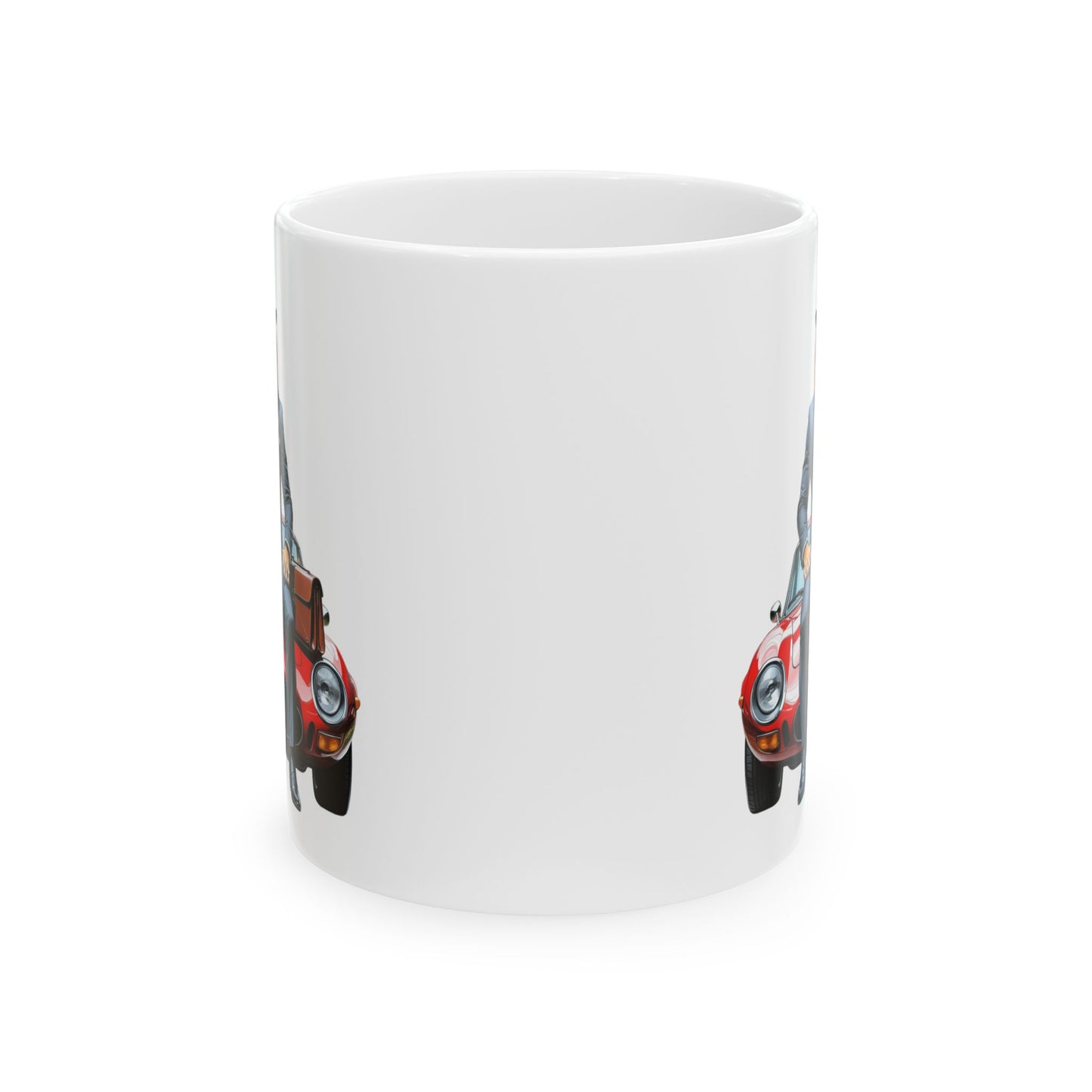 Vintage Car Ceramic Mug, Classic Car Lovers Gift, Travel Souvenir, Home Barista Coffee Cup, Fun Road Trip Decor