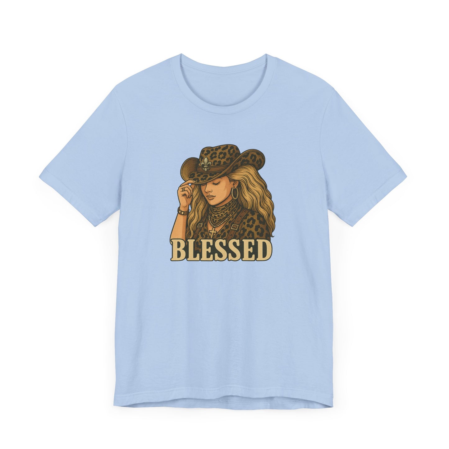 Blessed Caucasian Cowgirl Tee, Unisex Jersey T-Shirt, Perfect for Country Lovers, Inspirational Gift, Casual Wear, Everyday Style