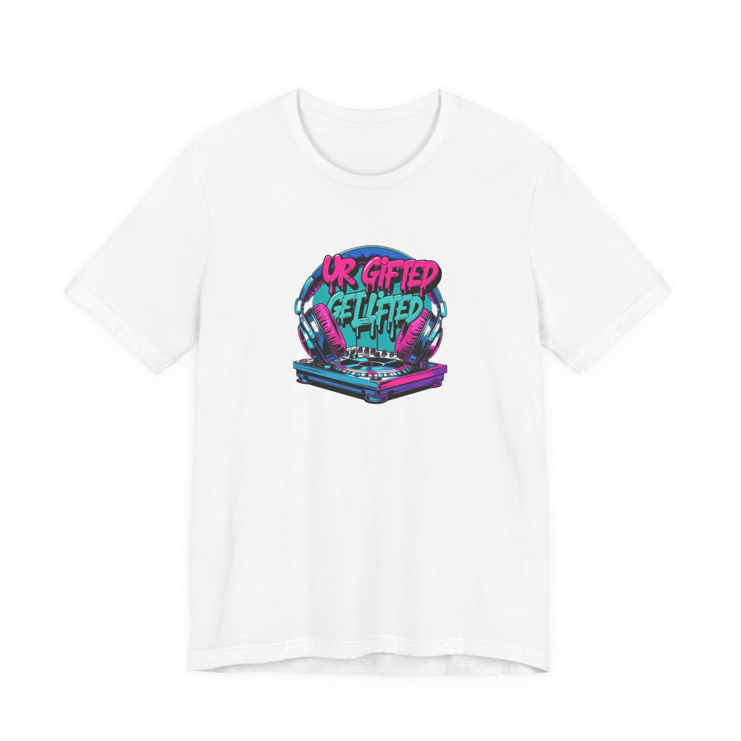Colorful Graphic Tee - "UR Gifted" Short Sleeve T-Shirt, Trendy Casual Wear, Gift for Creative Minds, Music Lovers, Everyday Comfort