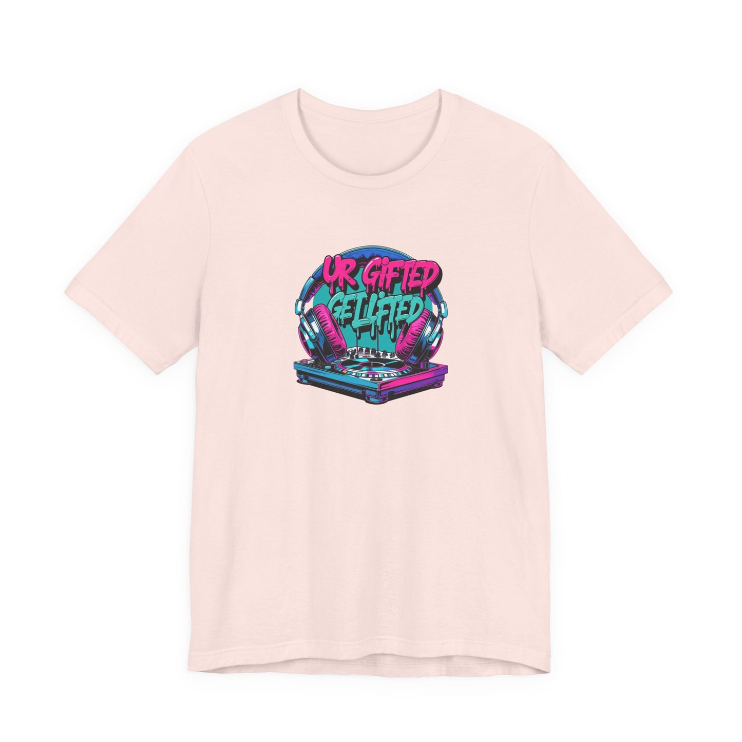 Colorful Graphic Tee - "UR Gifted" Short Sleeve T-Shirt, Trendy Casual Wear, Gift for Creative Minds, Music Lovers, Everyday Comfort