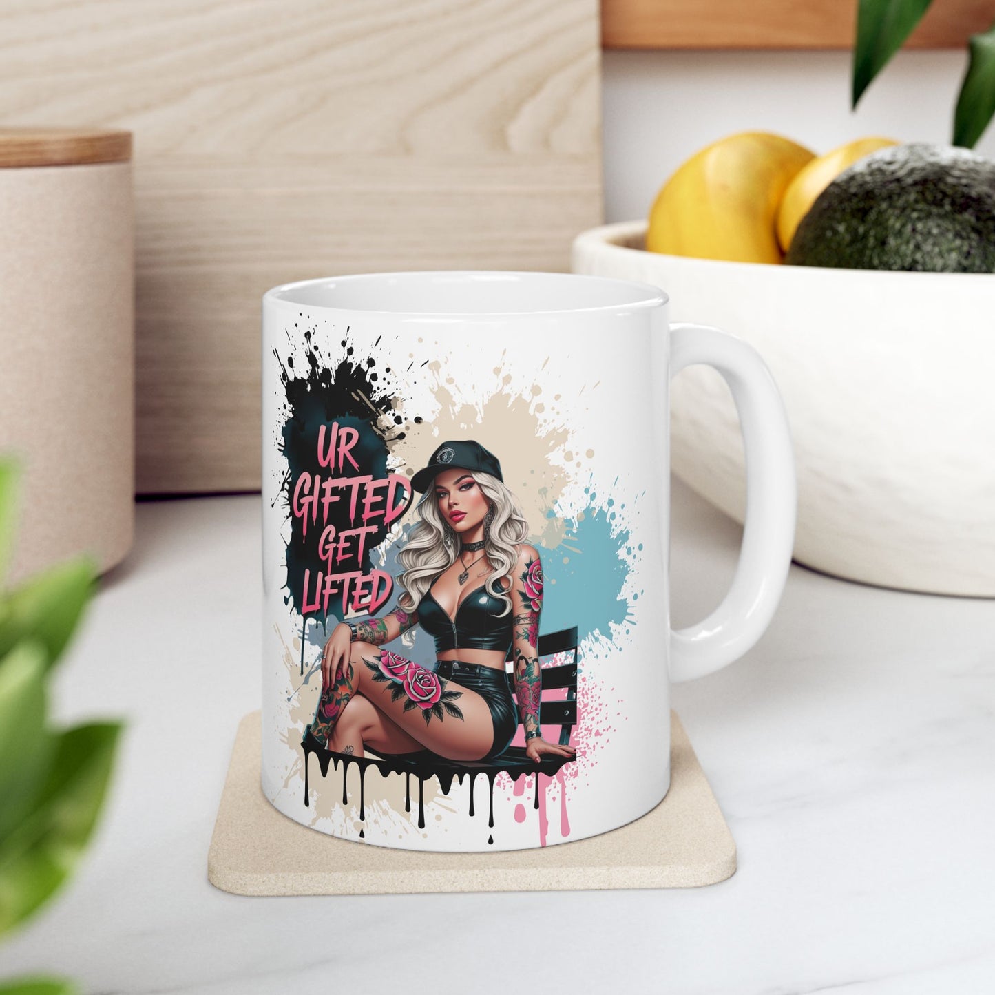 Inspirational Ceramic Mug - "UR Gifted, Get Lifted" - Perfect for Motivation, Home, Office, Gifts, and Coffee Lovers