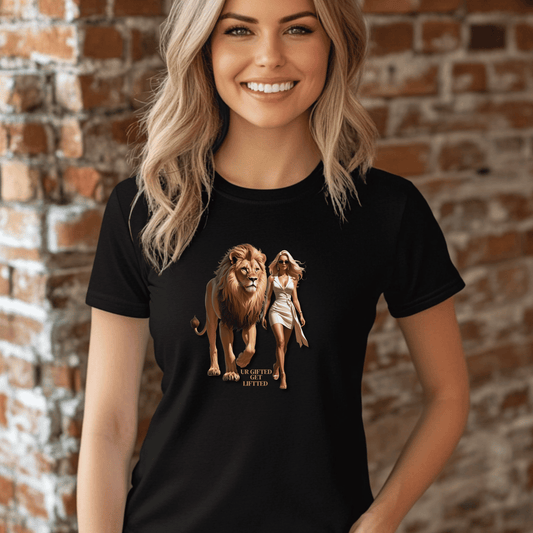 Empowered Unisex Tee - Lion & Woman Design, Motivational Shirt, Birthday Gift, Inspirational Apparel, Everyday Wear