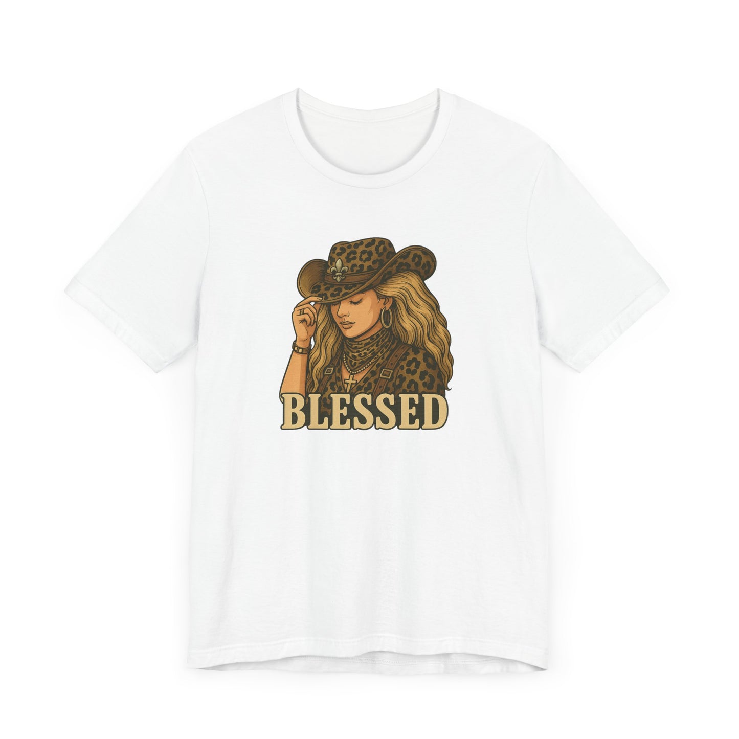 Blessed Caucasian Cowgirl Tee, Unisex Jersey T-Shirt, Perfect for Country Lovers, Inspirational Gift, Casual Wear, Everyday Style