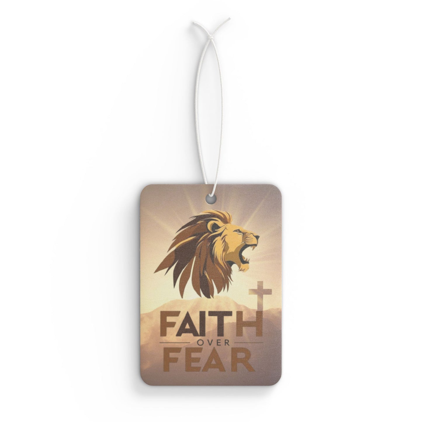 Faith Over Fear Car Air Freshener | Inspirational Lion Design | Spiritual Gift, Auto Decor, Church Accessory, Faith-Based Home Decor
