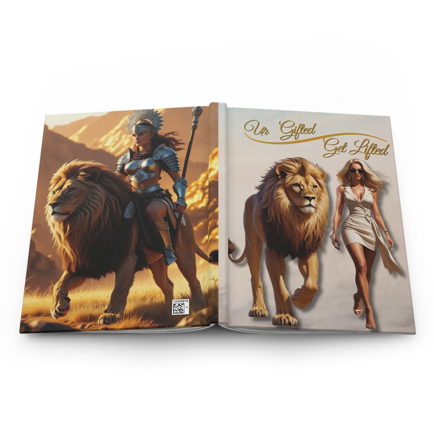 Empowering Hardcover Journal - Un Gifted Get Lifted, Inspirational Notebook, Lion Artwork, Motivational Gift, Feminine Strength Journal