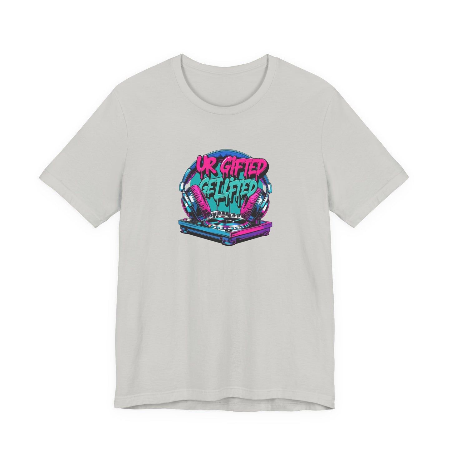 Colorful Graphic Tee - "UR Gifted" Short Sleeve T-Shirt, Trendy Casual Wear, Gift for Creative Minds, Music Lovers, Everyday Comfort