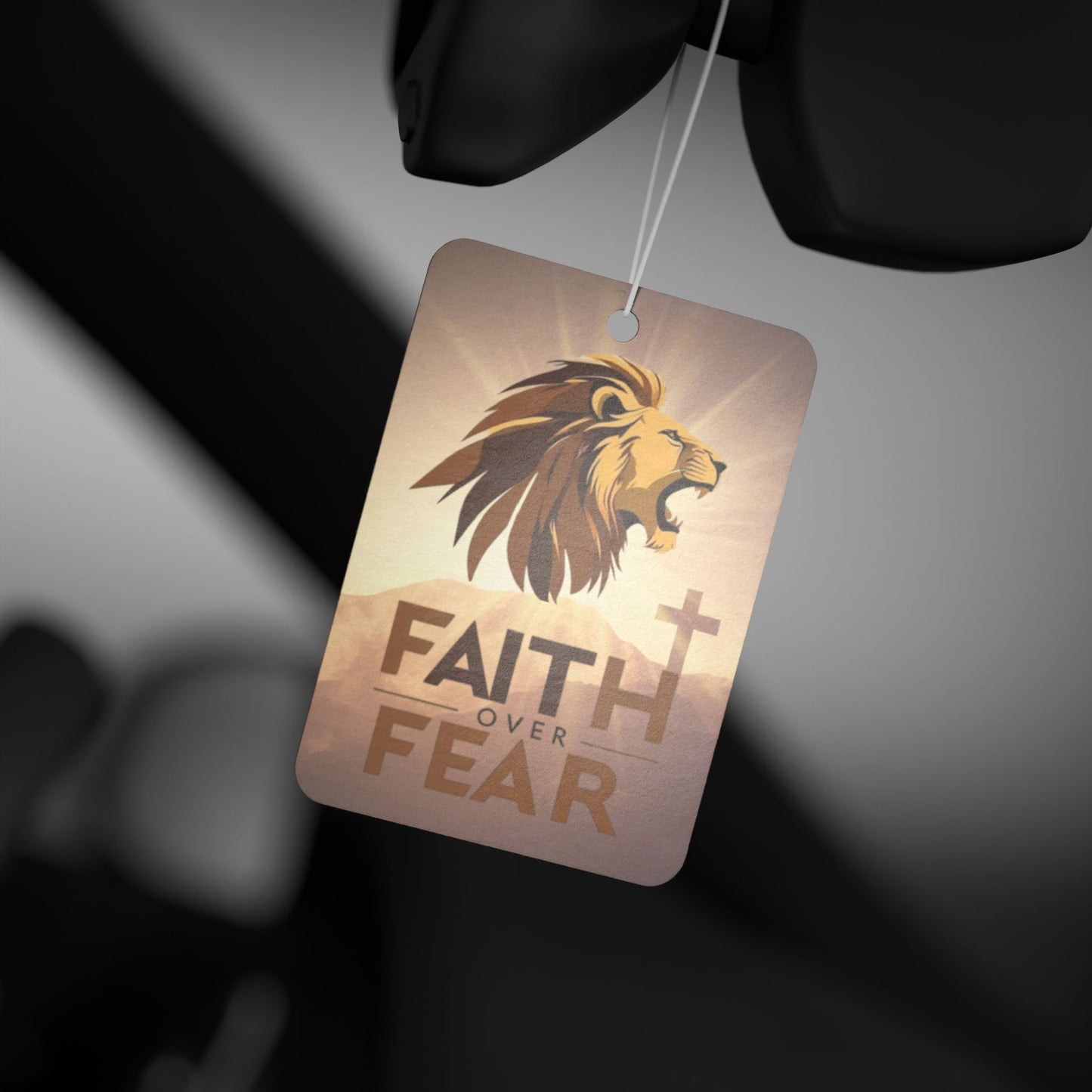 Faith Over Fear Car Air Freshener | Inspirational Lion Design | Spiritual Gift, Auto Decor, Church Accessory, Faith-Based Home Decor