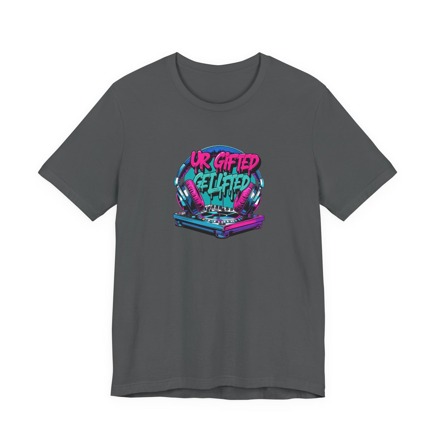 Colorful Graphic Tee - "UR Gifted" Short Sleeve T-Shirt, Trendy Casual Wear, Gift for Creative Minds, Music Lovers, Everyday Comfort