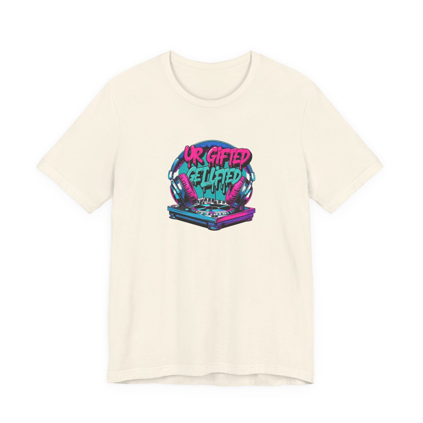 Colorful Graphic Tee - "UR Gifted" Short Sleeve T-Shirt, Trendy Casual Wear, Gift for Creative Minds, Music Lovers, Everyday Comfort