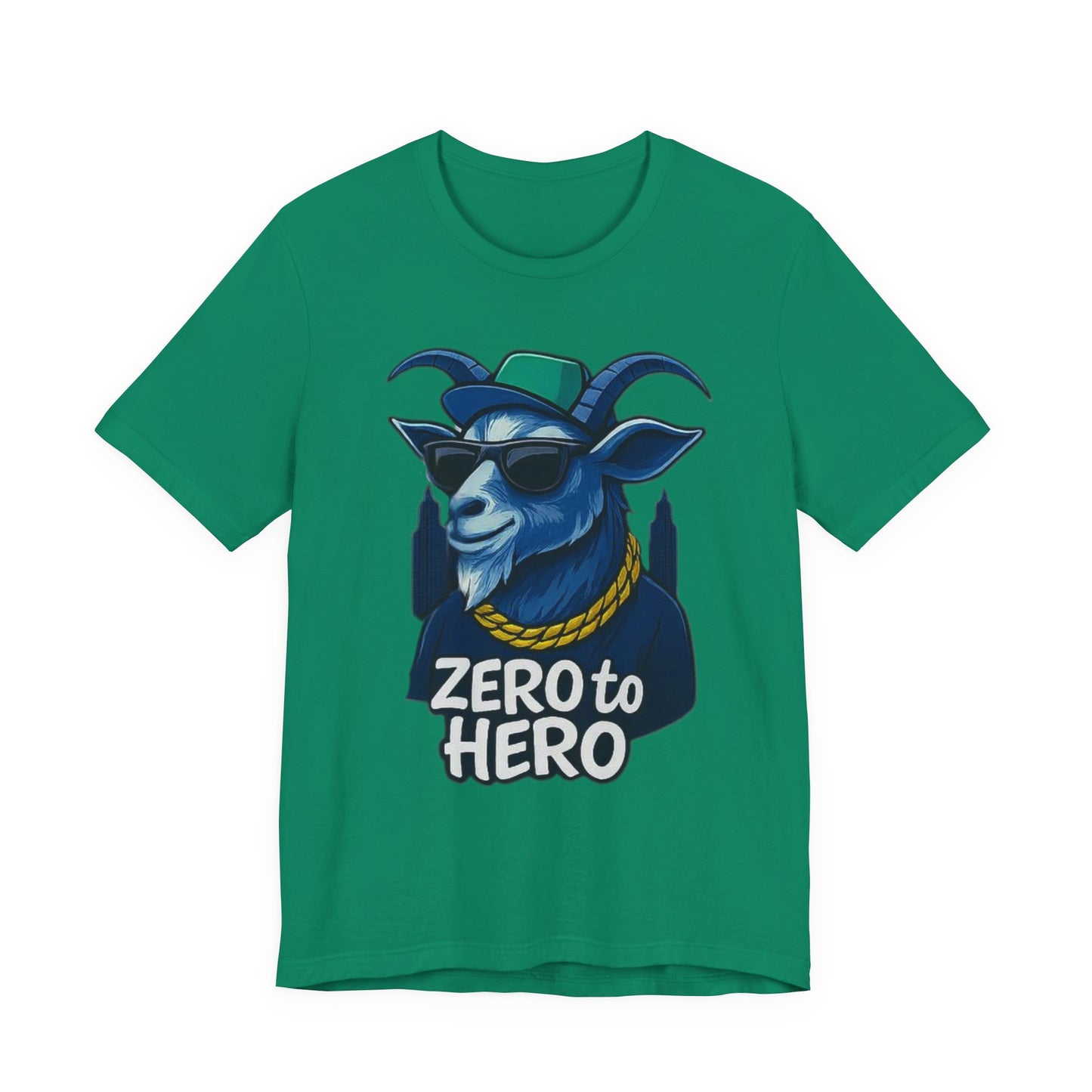 Zero to Hero Goat Tee | Funny Graphic Shirt, Unisex T-Shirt, Gift for Animal Lovers, Birthday Gift, Casual Wear, Motivational Apparel