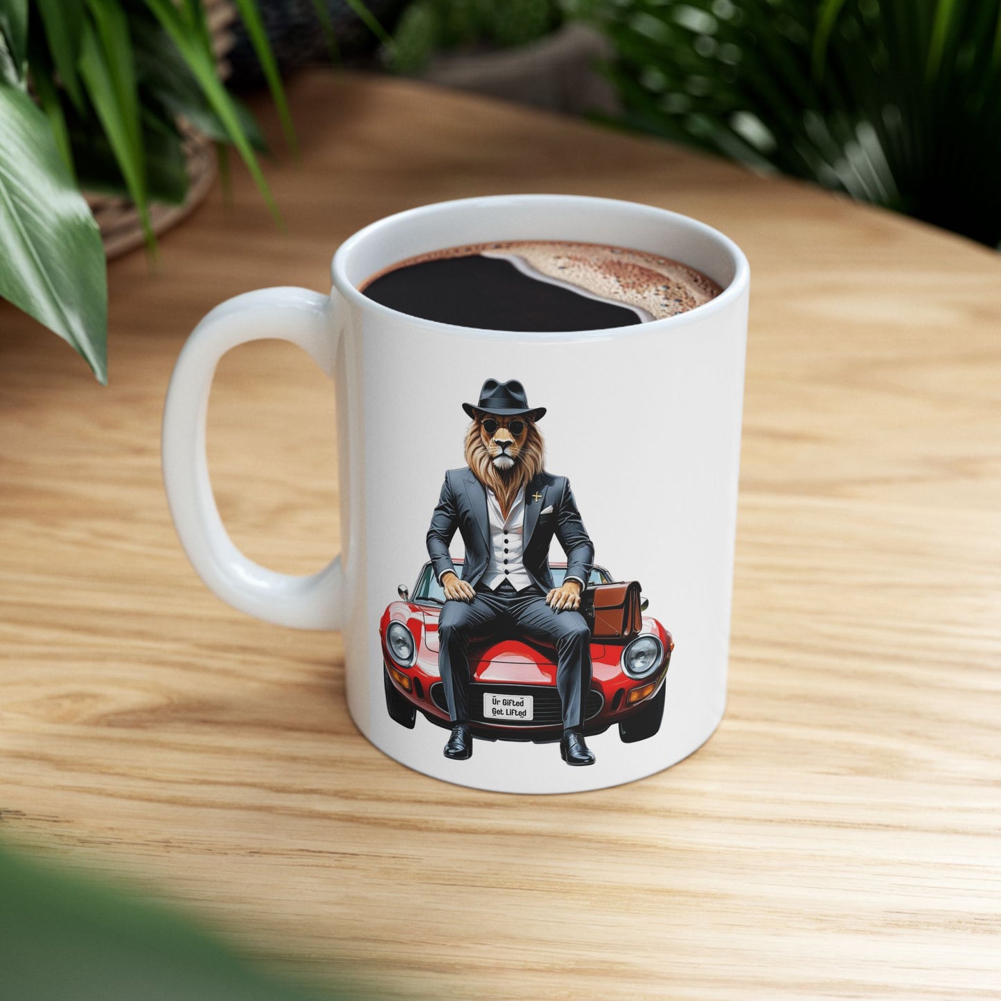 Vintage Car Ceramic Mug, Classic Car Lovers Gift, Travel Souvenir, Home Barista Coffee Cup, Fun Road Trip Decor