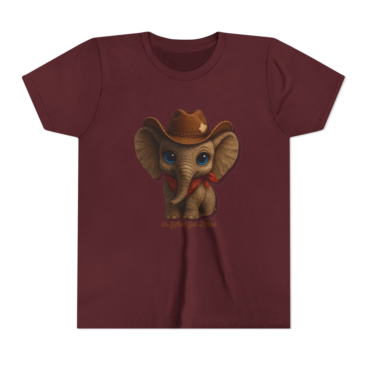 Whimsical Elephant Youth Tee, Kids Short Sleeve Shirt, Fun Animal Graphic Tee, Gifted and Lifted Tee, Birthday Gift for Kids