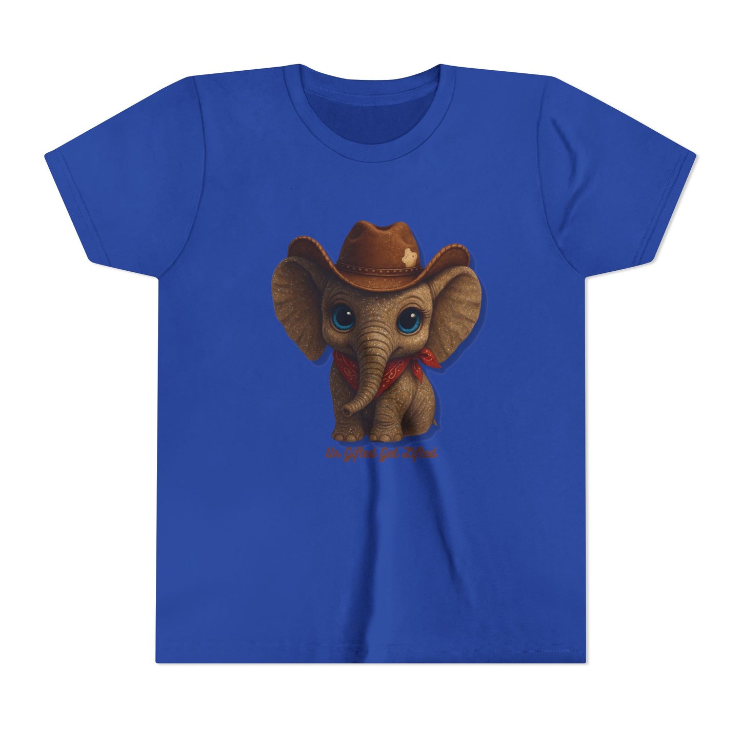 Whimsical Elephant Youth Tee, Kids Short Sleeve Shirt, Fun Animal Graphic Tee, Gifted and Lifted Tee, Birthday Gift for Kids