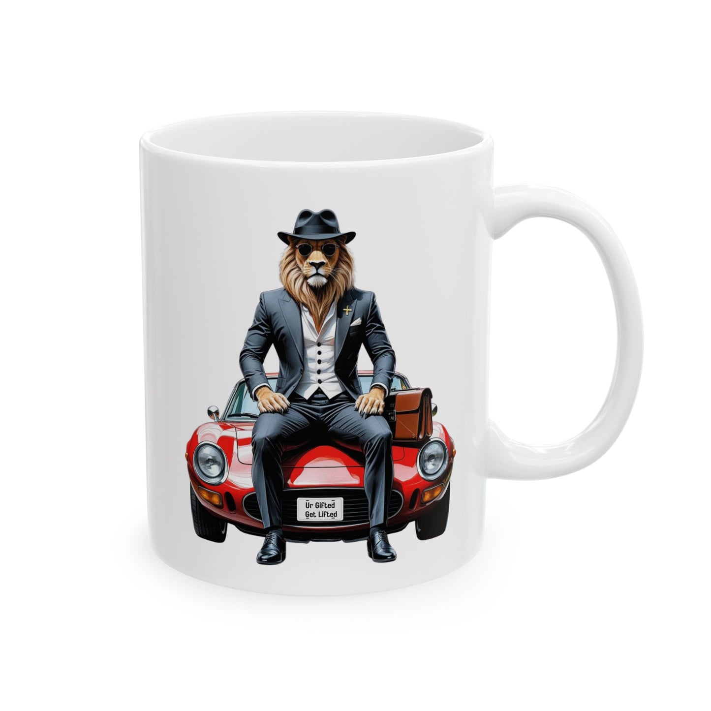 Vintage Car Ceramic Mug, Classic Car Lovers Gift, Travel Souvenir, Home Barista Coffee Cup, Fun Road Trip Decor