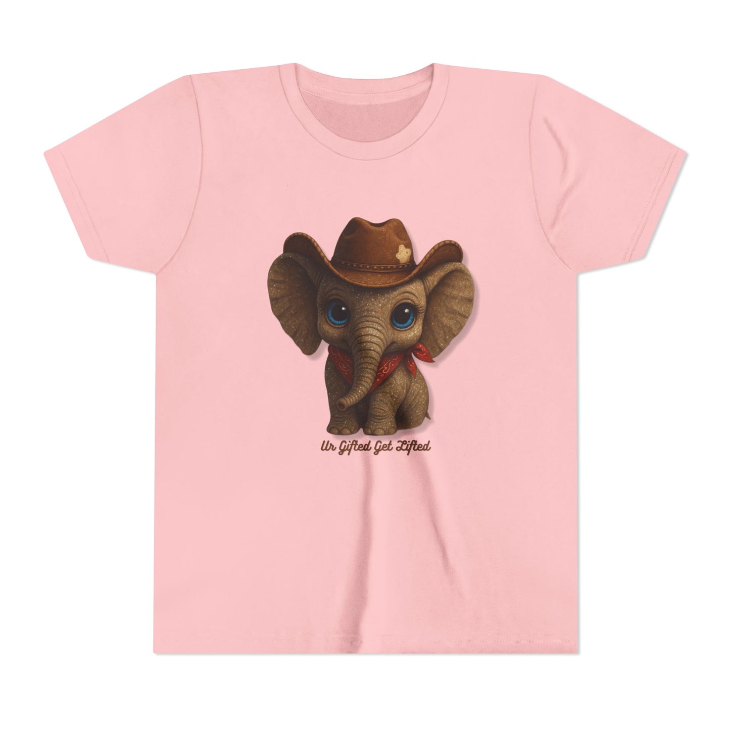 Whimsical Elephant Youth Tee, Kids Short Sleeve Shirt, Fun Animal Graphic Tee, Gifted and Lifted Tee, Birthday Gift for Kids