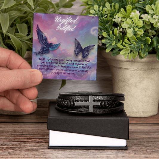 Men's Cross Leather Bracelet: You Are Loved