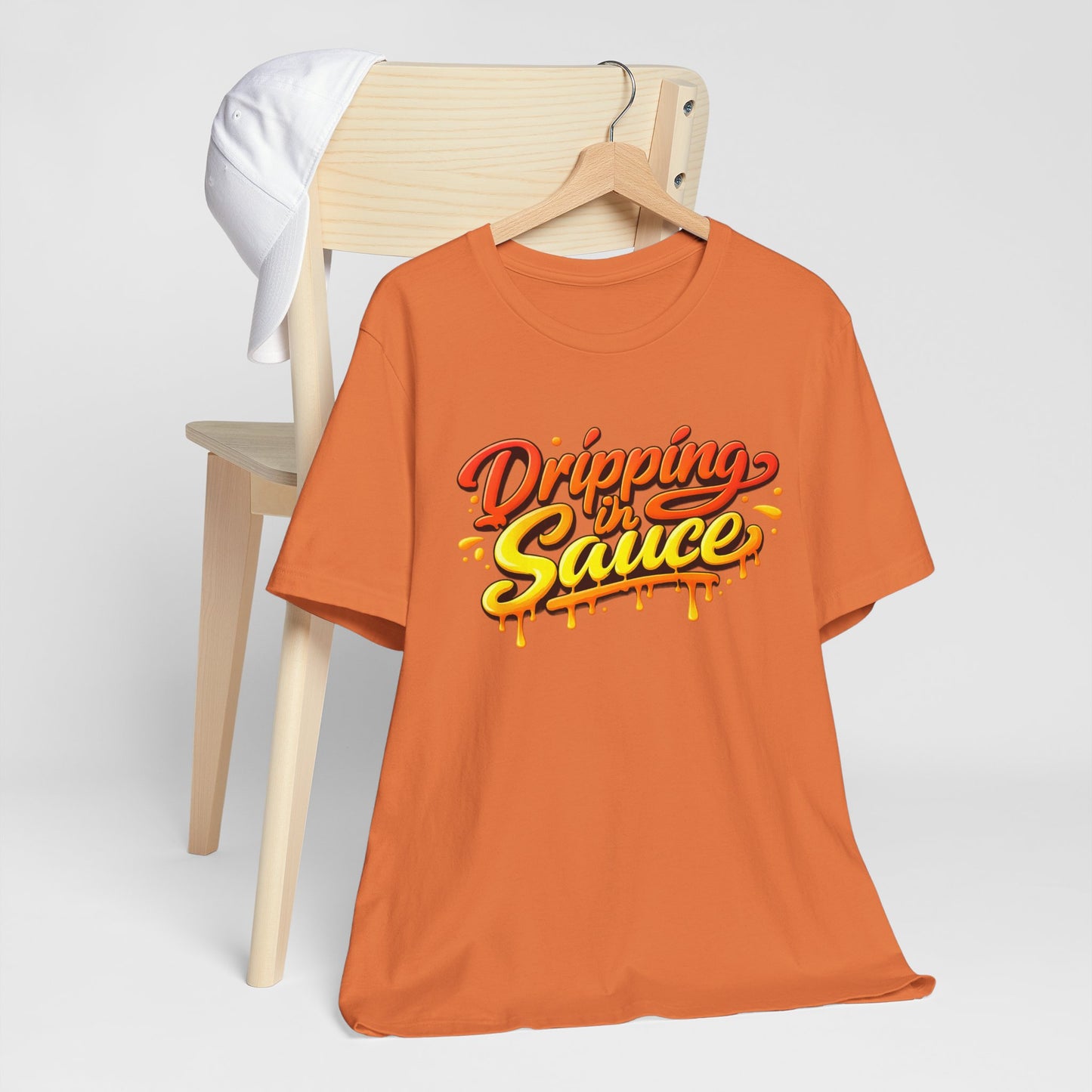 Dripping in Sauce Graphic Tee — Retro Drip Lettering Streetwear Shirt