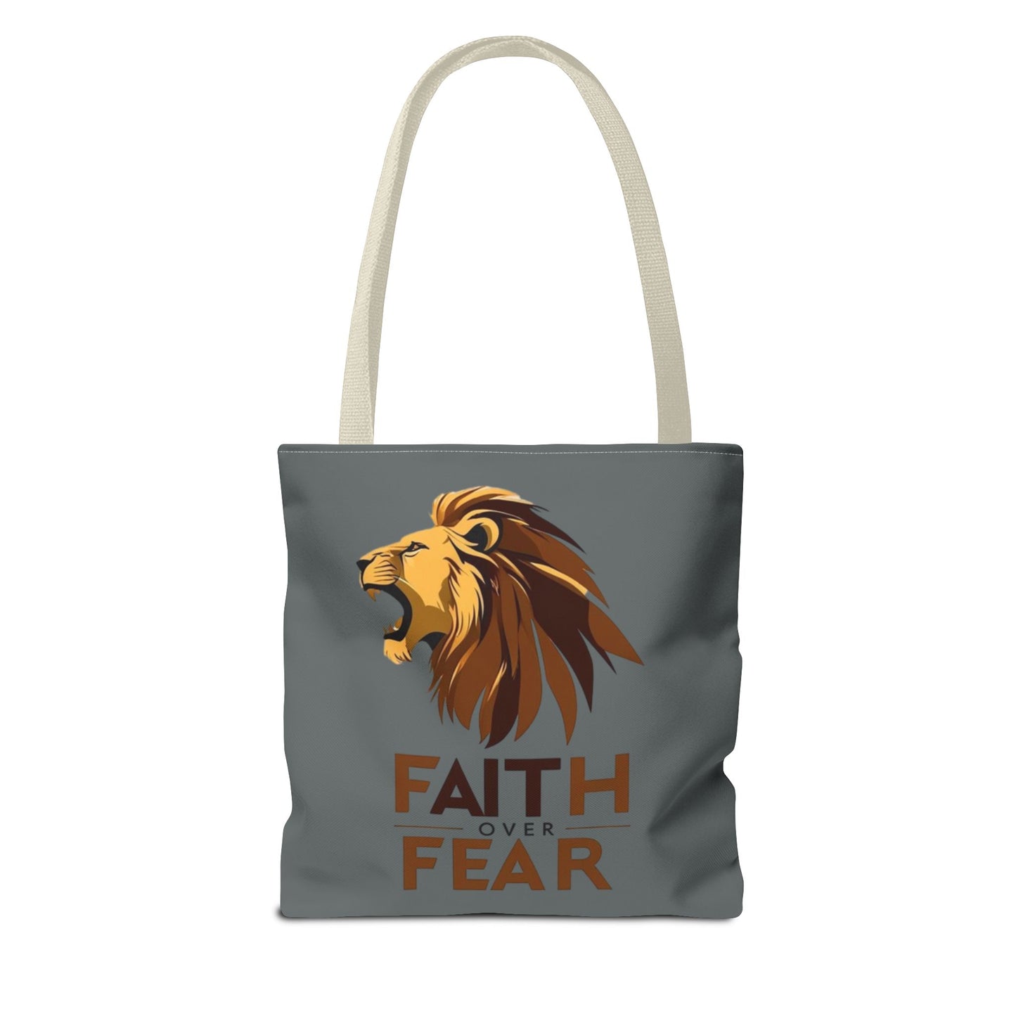 Faith Over Fear Tote Bag, Inspirational Bag, Motivational Tote, Lion Design Purse, Everyday Carryall, Gift for Her, Affirmation Bag