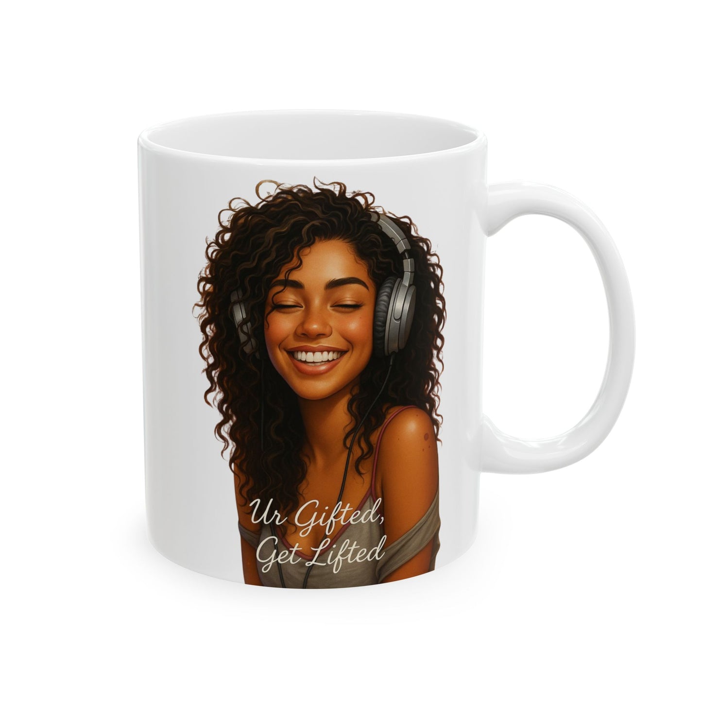 Artistic Ceramic Mug with Beautiful Curly Hair Design, Unique Coffee Cup, Gift for Her, Inspirational Mug, Morning Coffee