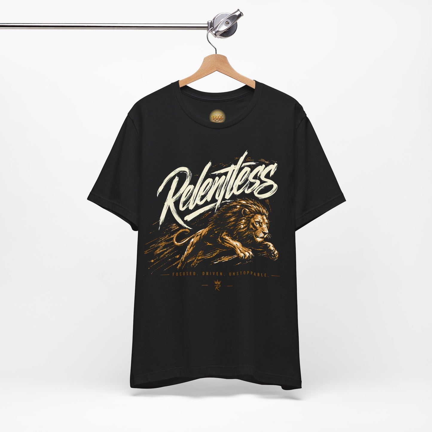 Relentless Lion Graphic Tee — Inspirational Athletic Short Sleeve Shirt