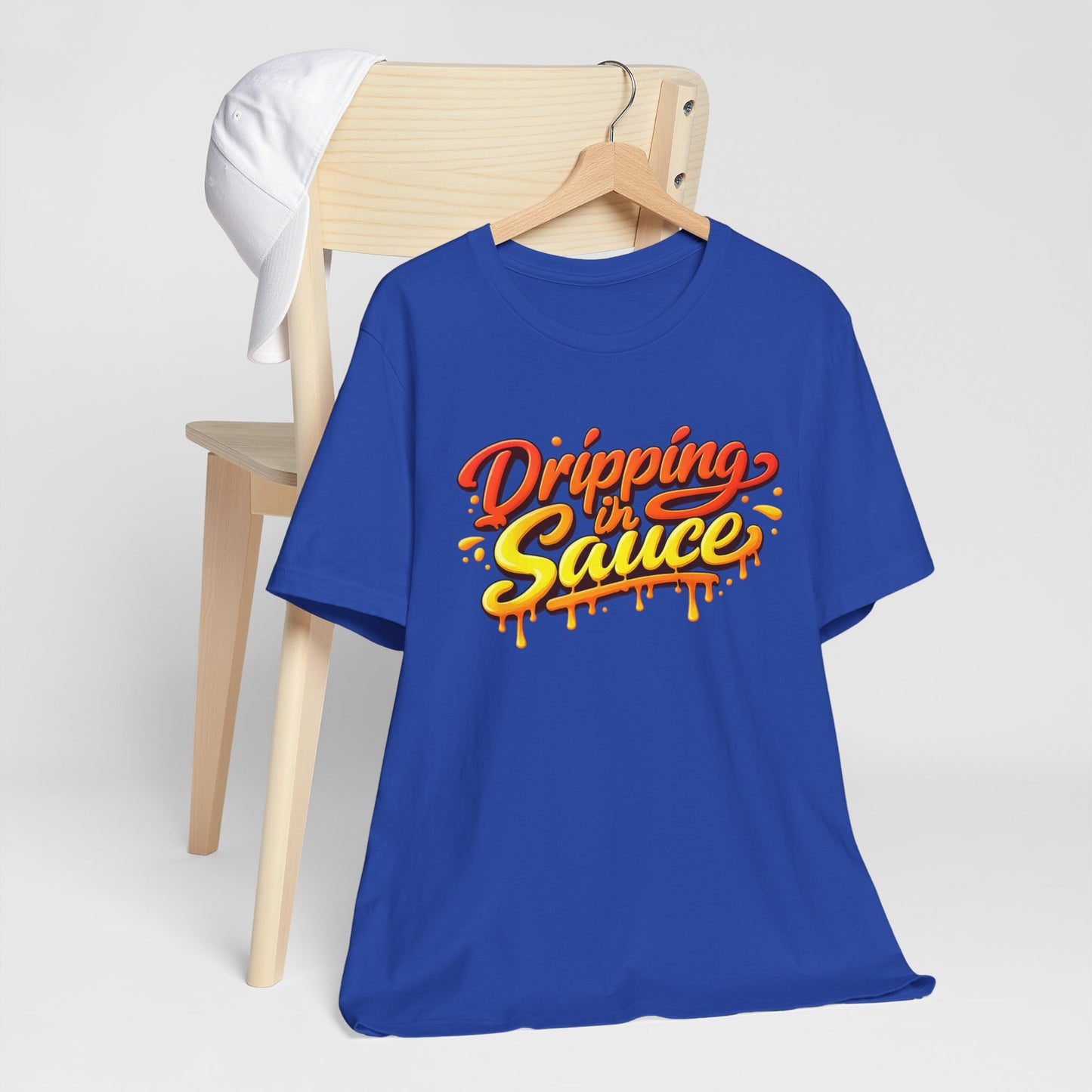 Dripping in Sauce Graphic Tee — Retro Drip Lettering Streetwear Shirt