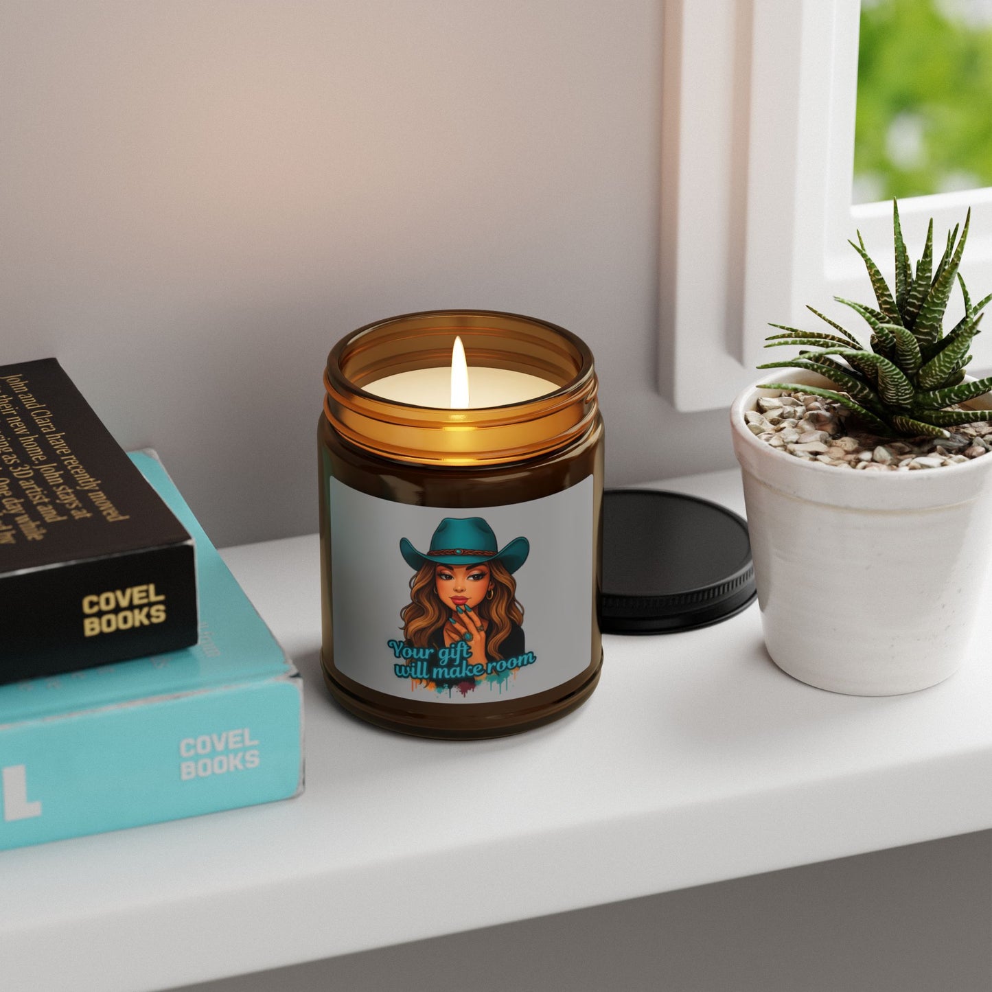 Cowgirl Scented Soy Candle, Amber Jar Candle, Home Decor, Gift for Her, Candle Lover Gift, Unique Candle Design, Relaxation