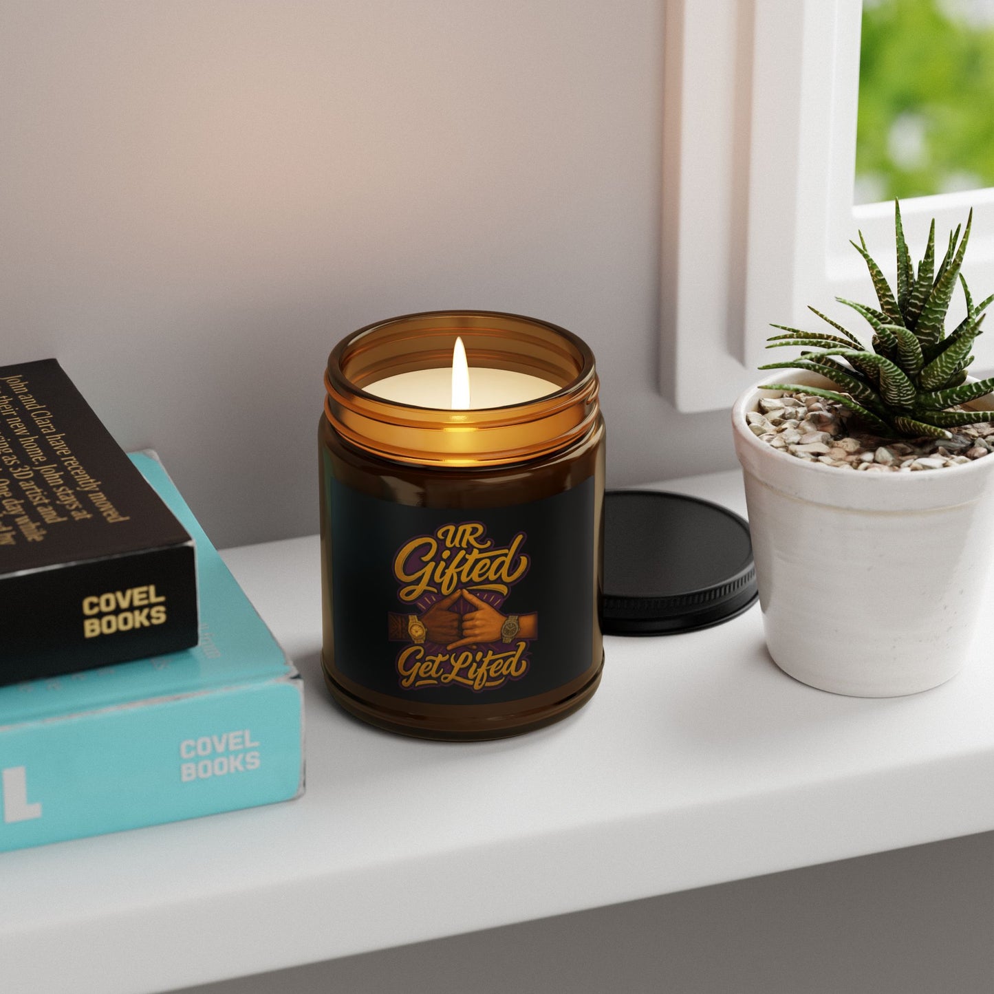 Ur Gifted Get Lifted Scented Soy Candle - UR Gifted, Get Lifted, Home Decor, Relaxation Gift, Aromatherapy, Multi-Size, Amber Jar