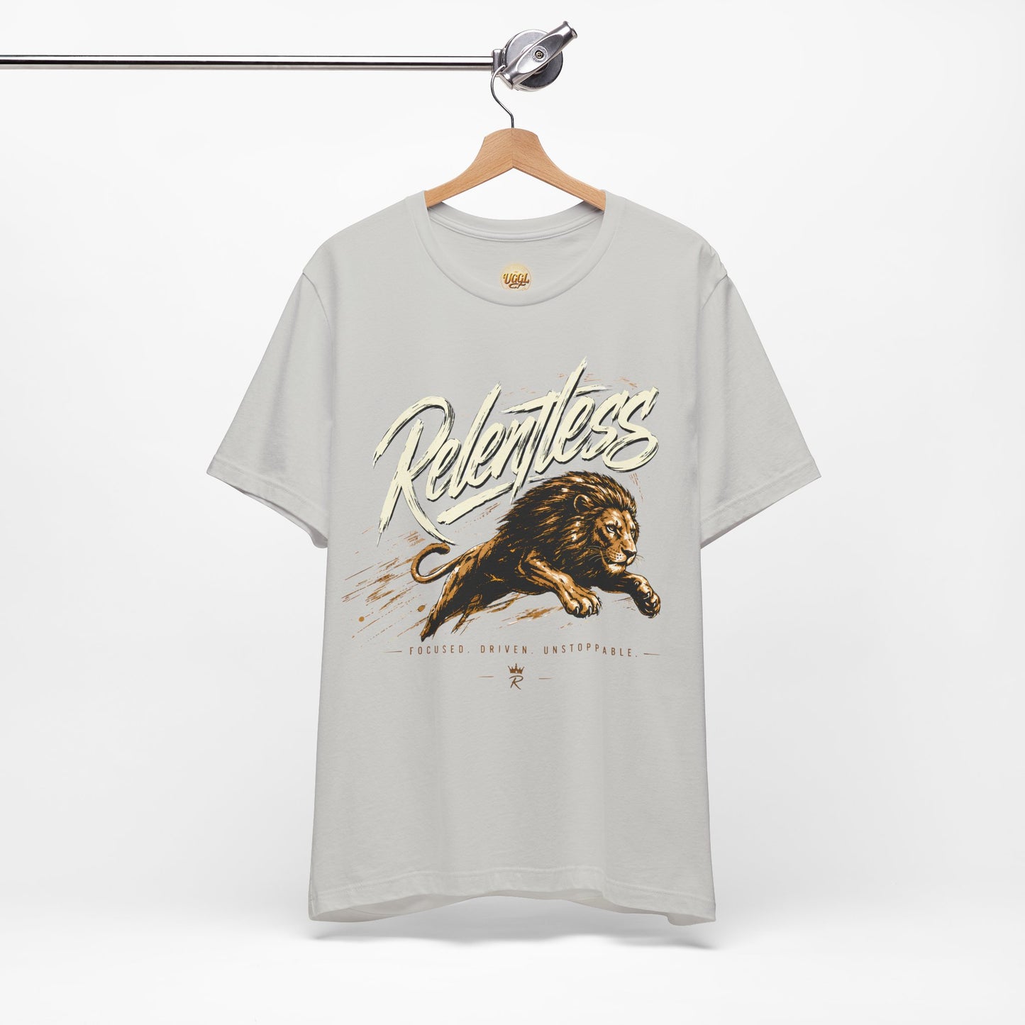 Relentless Lion Graphic Tee — Inspirational Athletic Short Sleeve Shirt