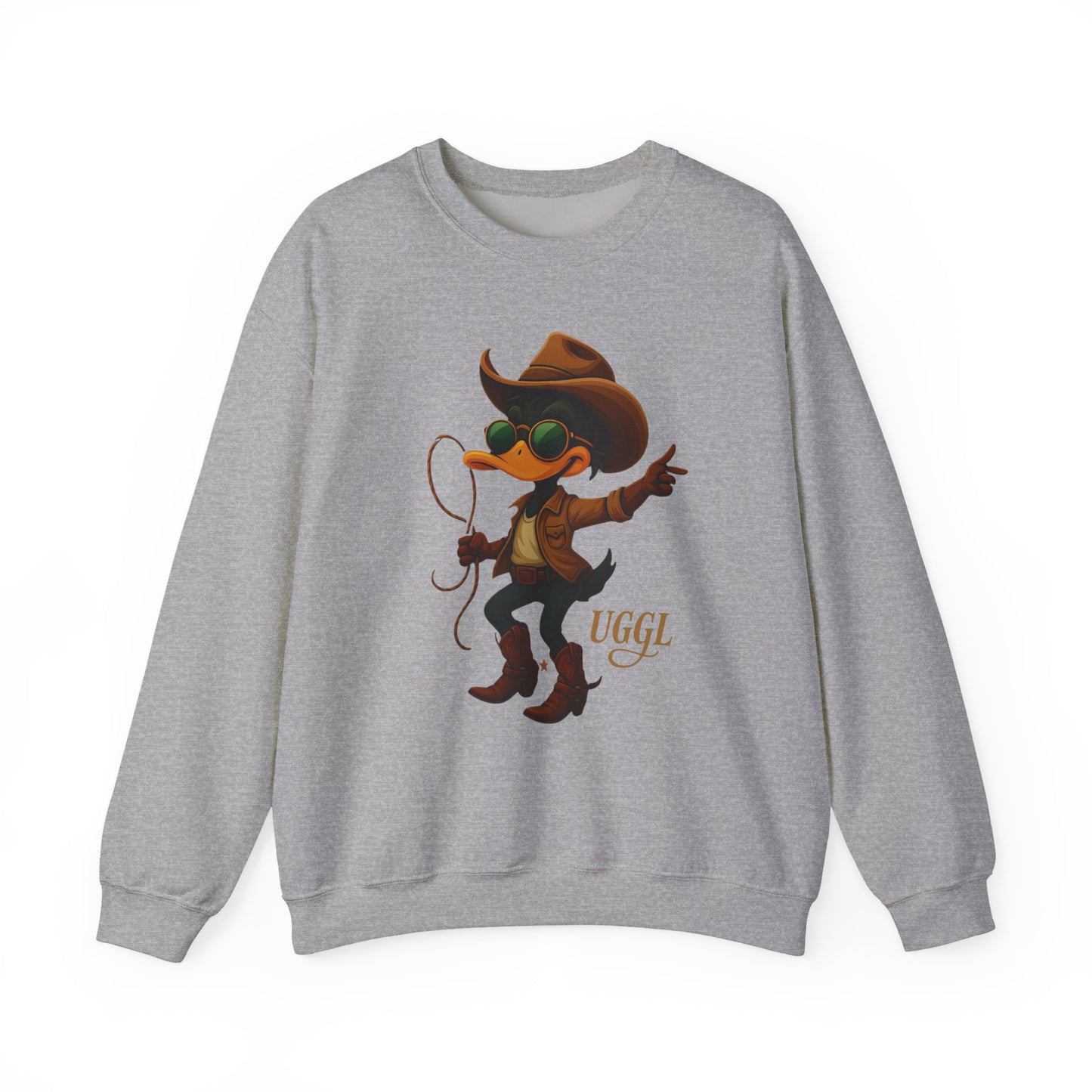 Cowboy Duck Crewneck Sweatshirt, Unisex Sweatshirt, Cozy Fall Apparel, Cute Graphic Sweater, Gifts for Animal Lovers, Trendy Layering