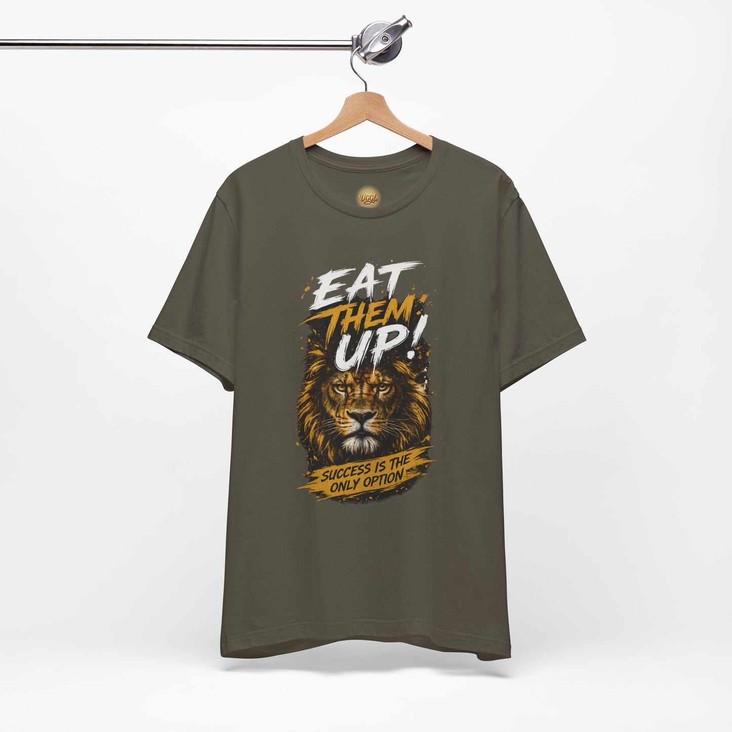 Eat Them Up! Lion Motivational Graphic Tee — "Success Is The Only Option"
