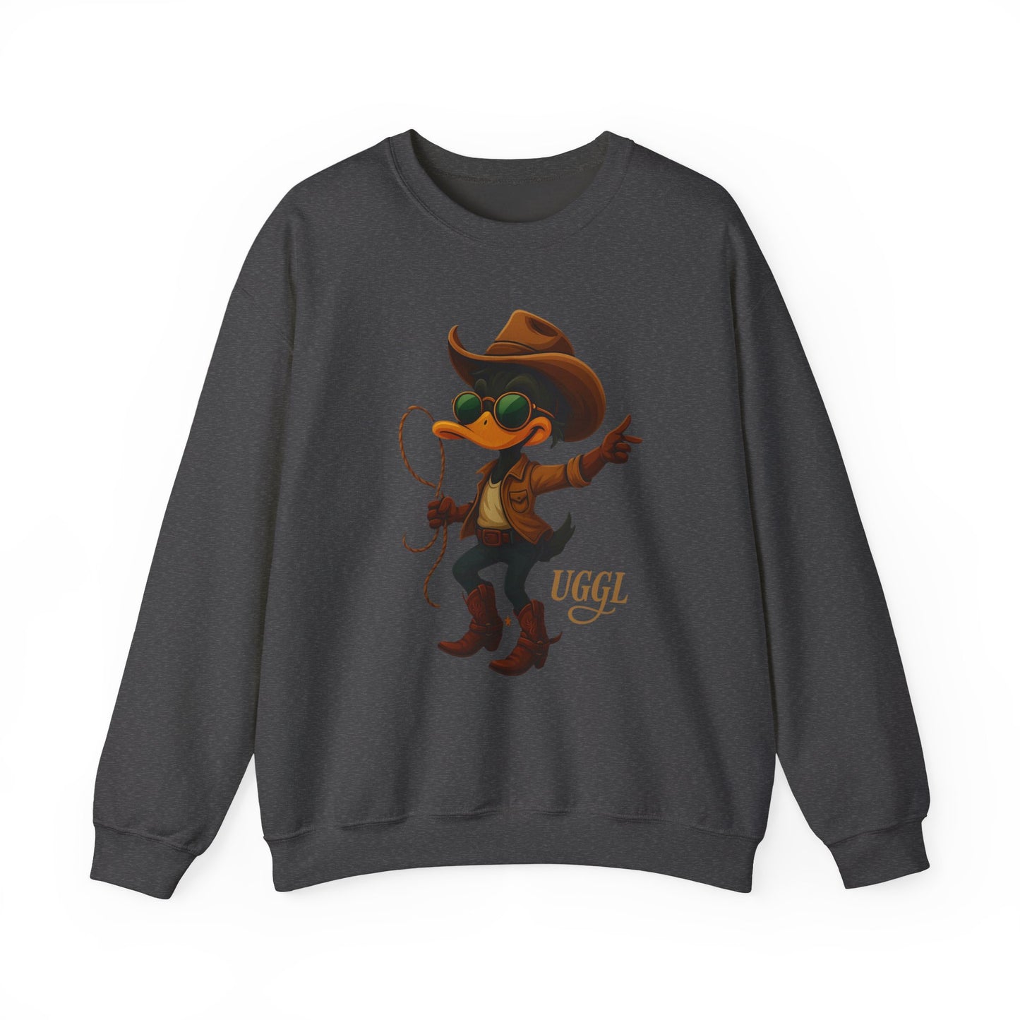 Cowboy Duck Crewneck Sweatshirt, Unisex Sweatshirt, Cozy Fall Apparel, Cute Graphic Sweater, Gifts for Animal Lovers, Trendy Layering