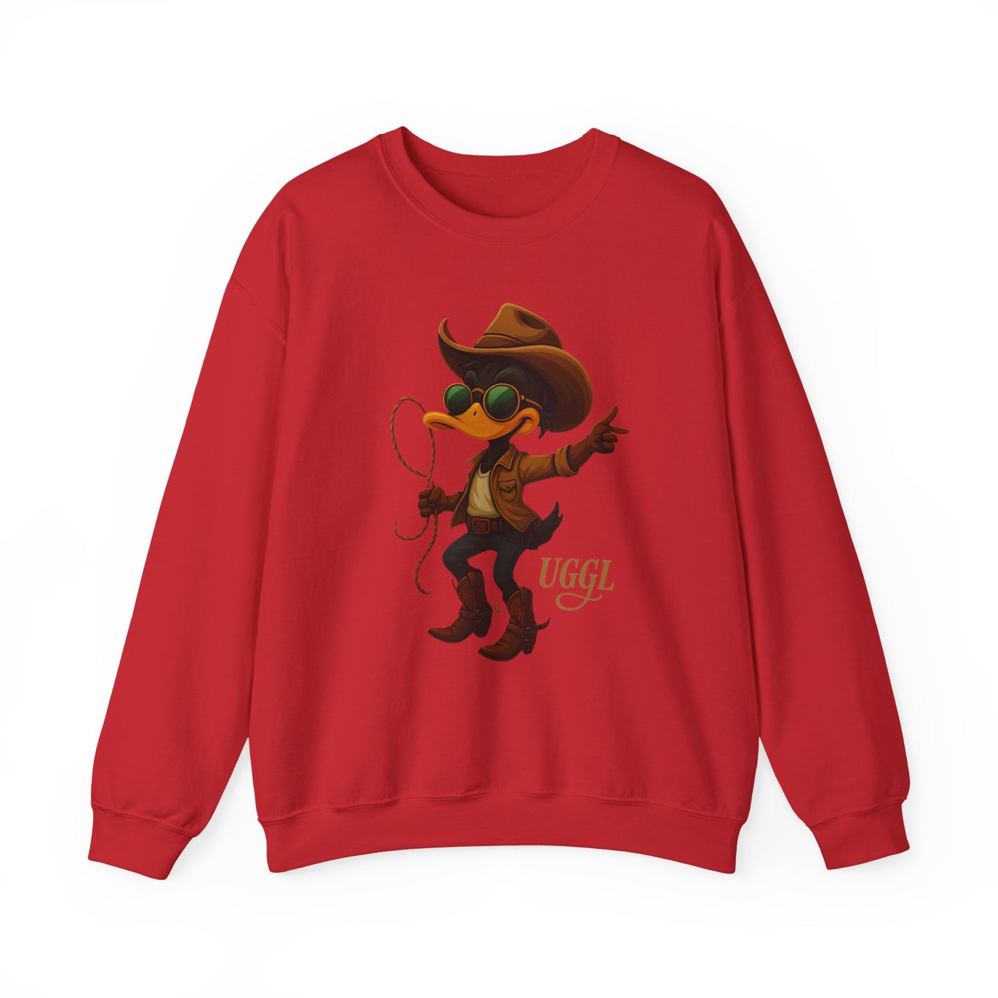 Cowboy Duck Crewneck Sweatshirt, Unisex Sweatshirt, Cozy Fall Apparel, Cute Graphic Sweater, Gifts for Animal Lovers, Trendy Layering