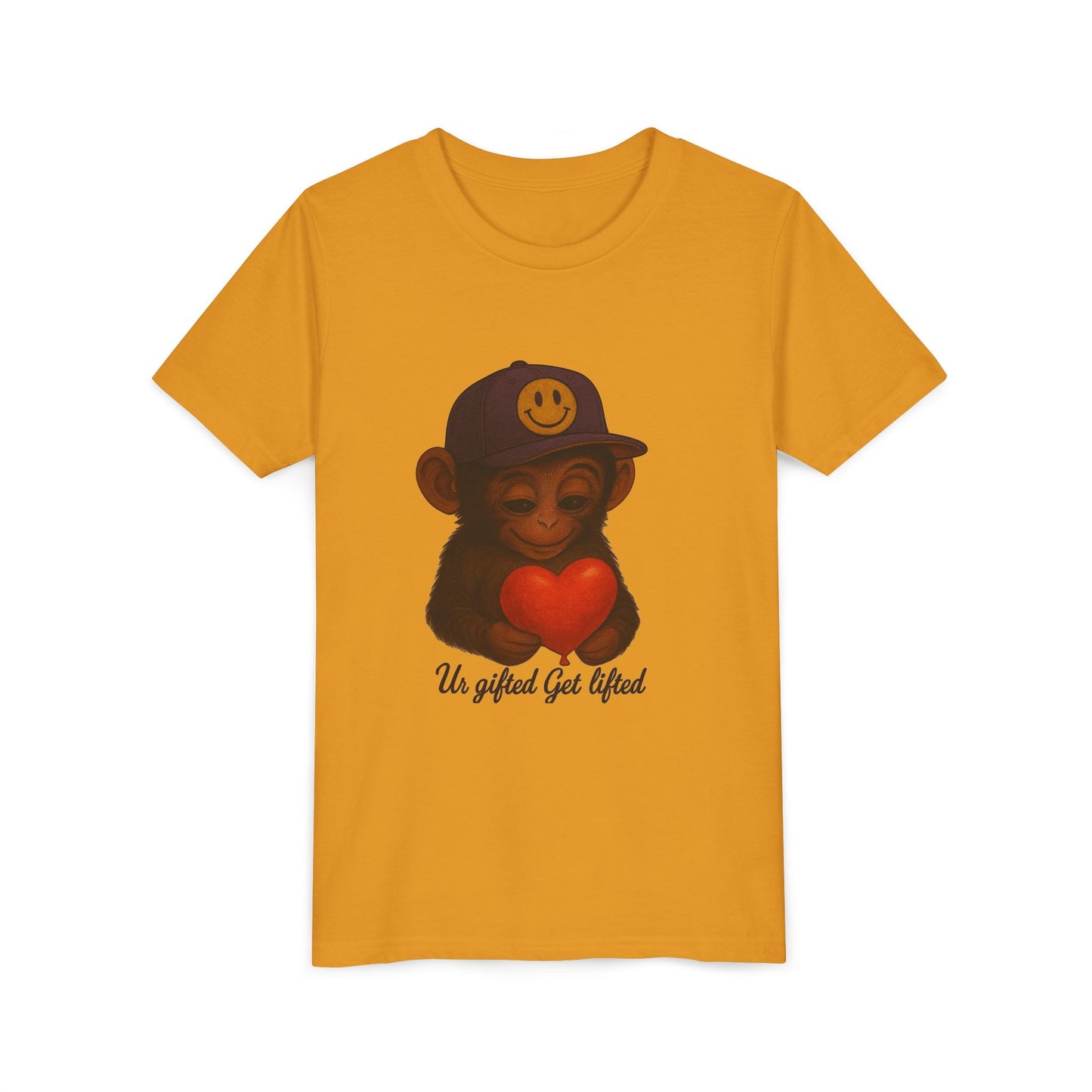 Cute Monkey Heart Youth Tee, Gift for Kids, Fun Casual Wear, Birthday Gift, Back to School Outfit, Un Gifted Get Lifted Shirt