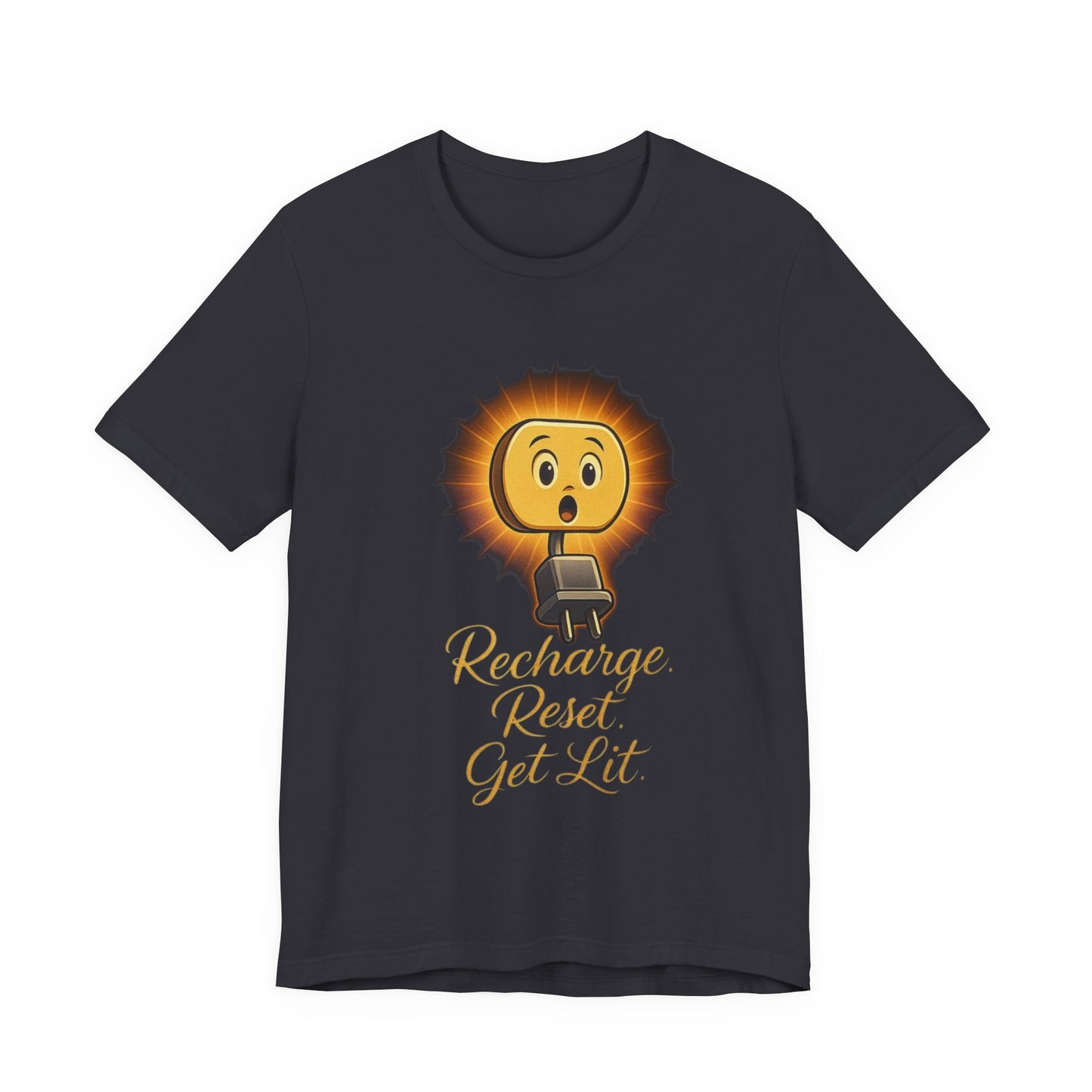 Recharge Reset Get Lit Unisex Tee, Relaxed Fit Shirt, Funny Graphic Tee, Casual Gift for Friends, Perfect for Parties, Everyday Wear