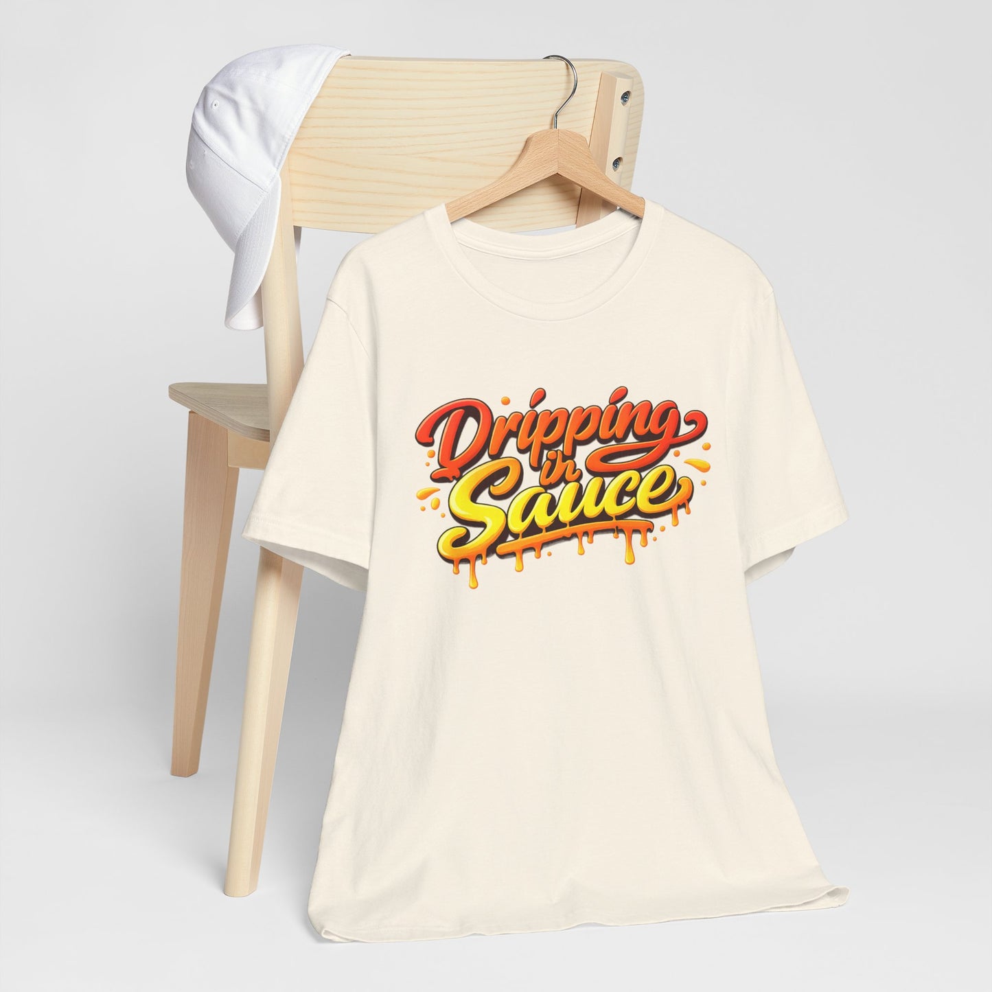 Dripping in Sauce Graphic Tee — Retro Drip Lettering Streetwear Shirt