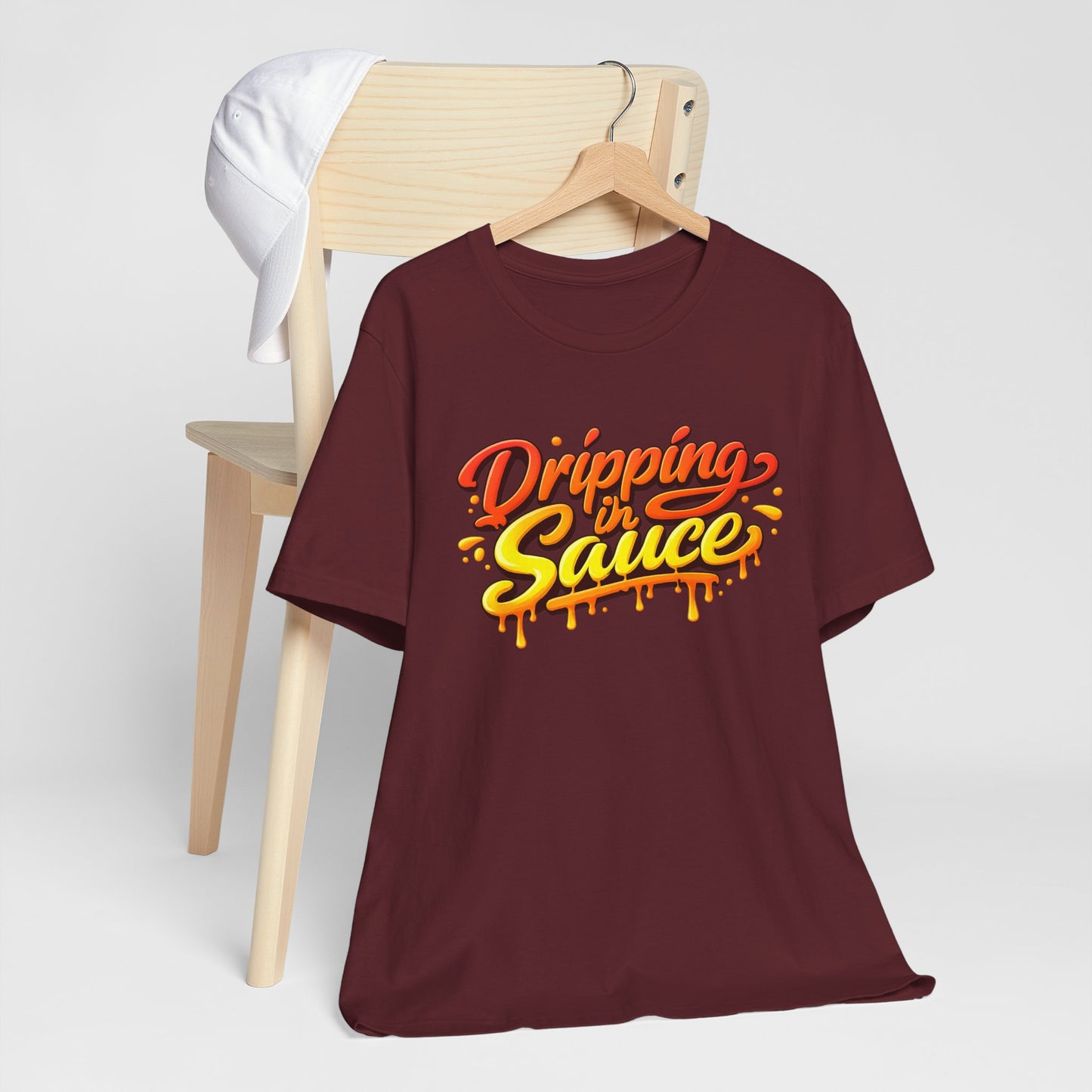 Dripping in Sauce Graphic Tee — Retro Drip Lettering Streetwear Shirt
