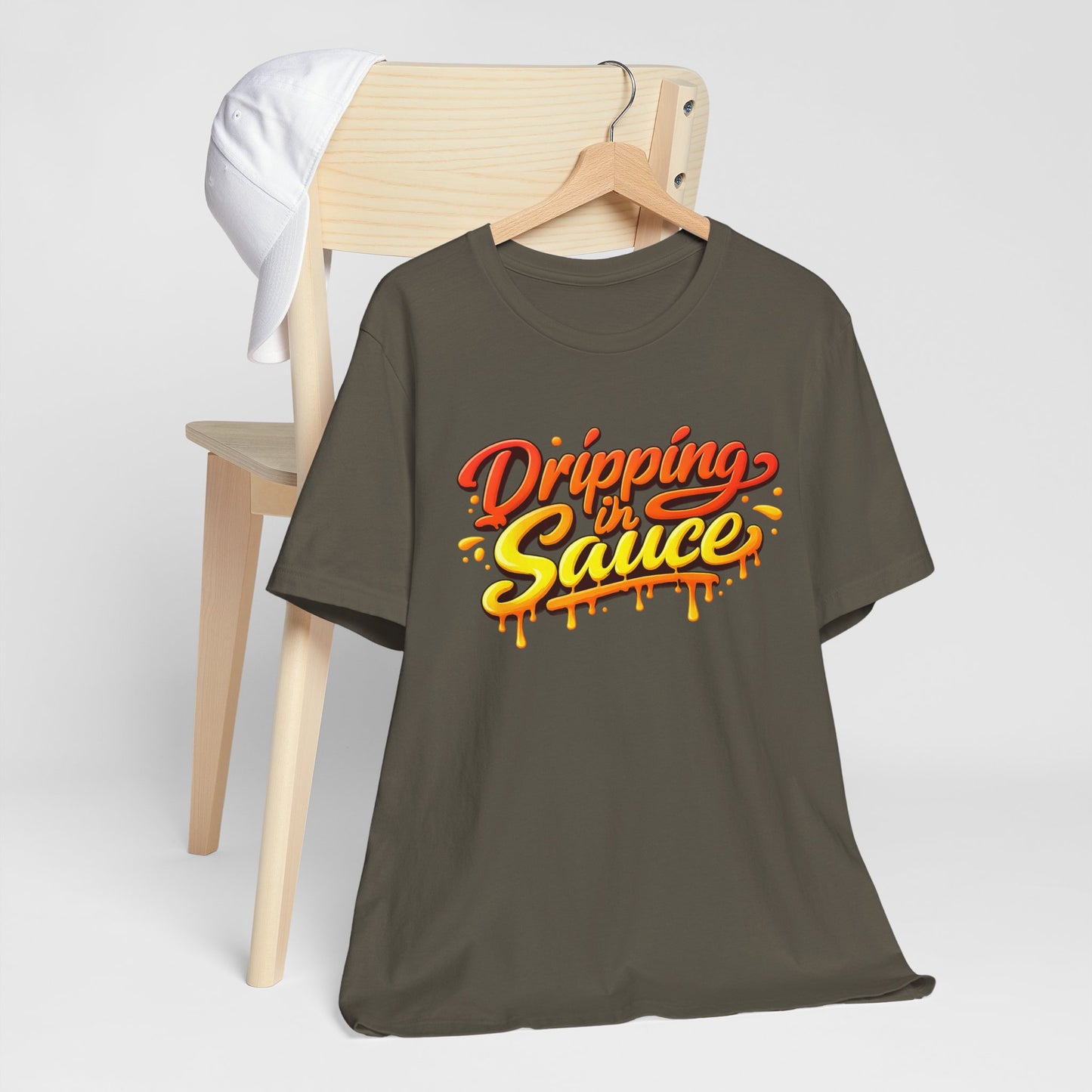 Dripping in Sauce Graphic Tee — Retro Drip Lettering Streetwear Shirt