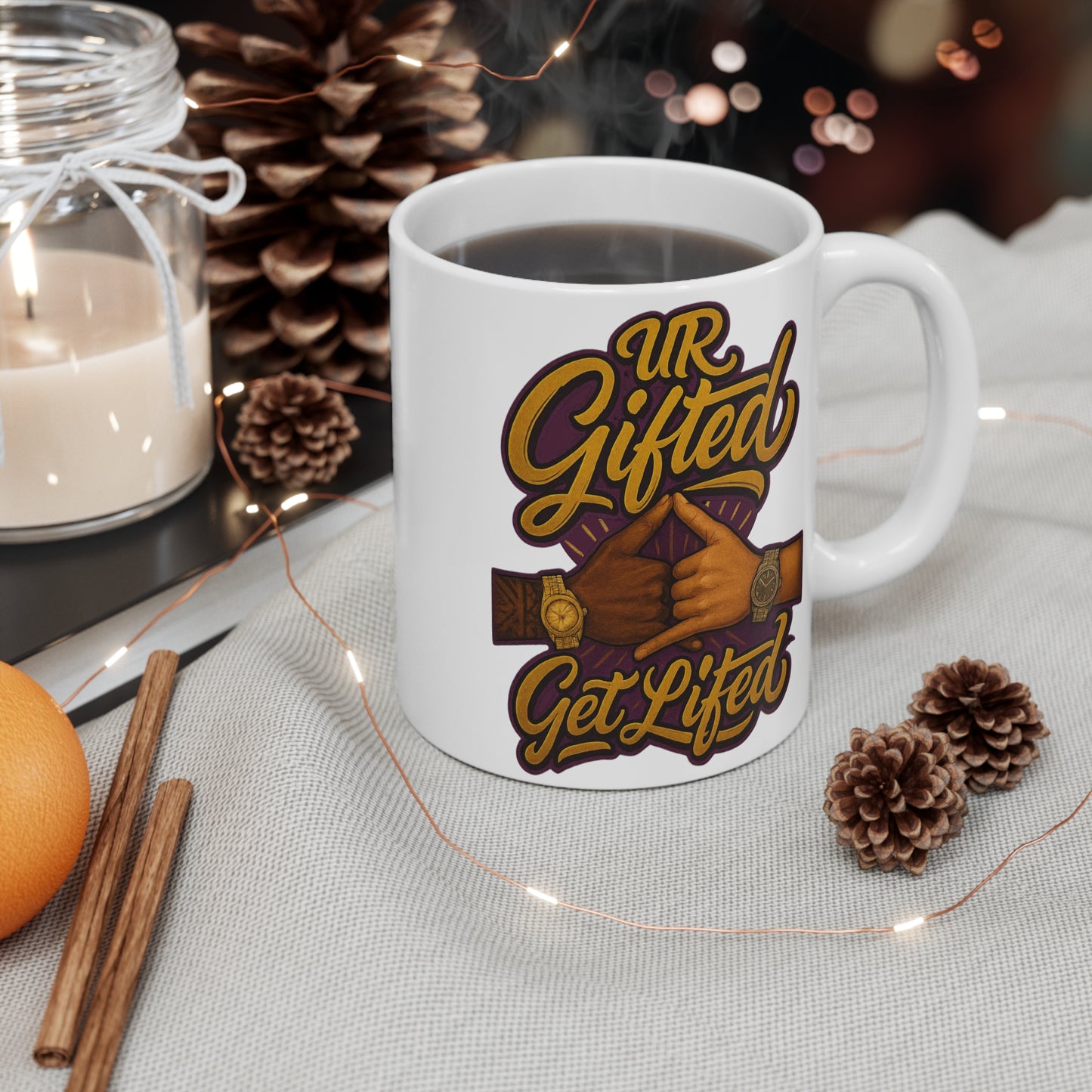 UR Gifted Get Lifted Mug - Inspirational Coffee Cup, Motivational Drinkware, Gift for Graduates, Positive Mindset, Unique Home Decor