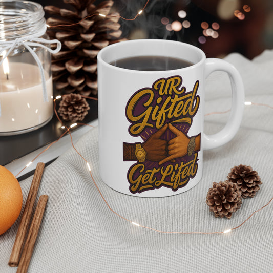UR Gifted Get Lifted Mug - Inspirational Coffee Cup, Motivational Drinkware, Gift for Graduates, Positive Mindset, Unique Home Decor