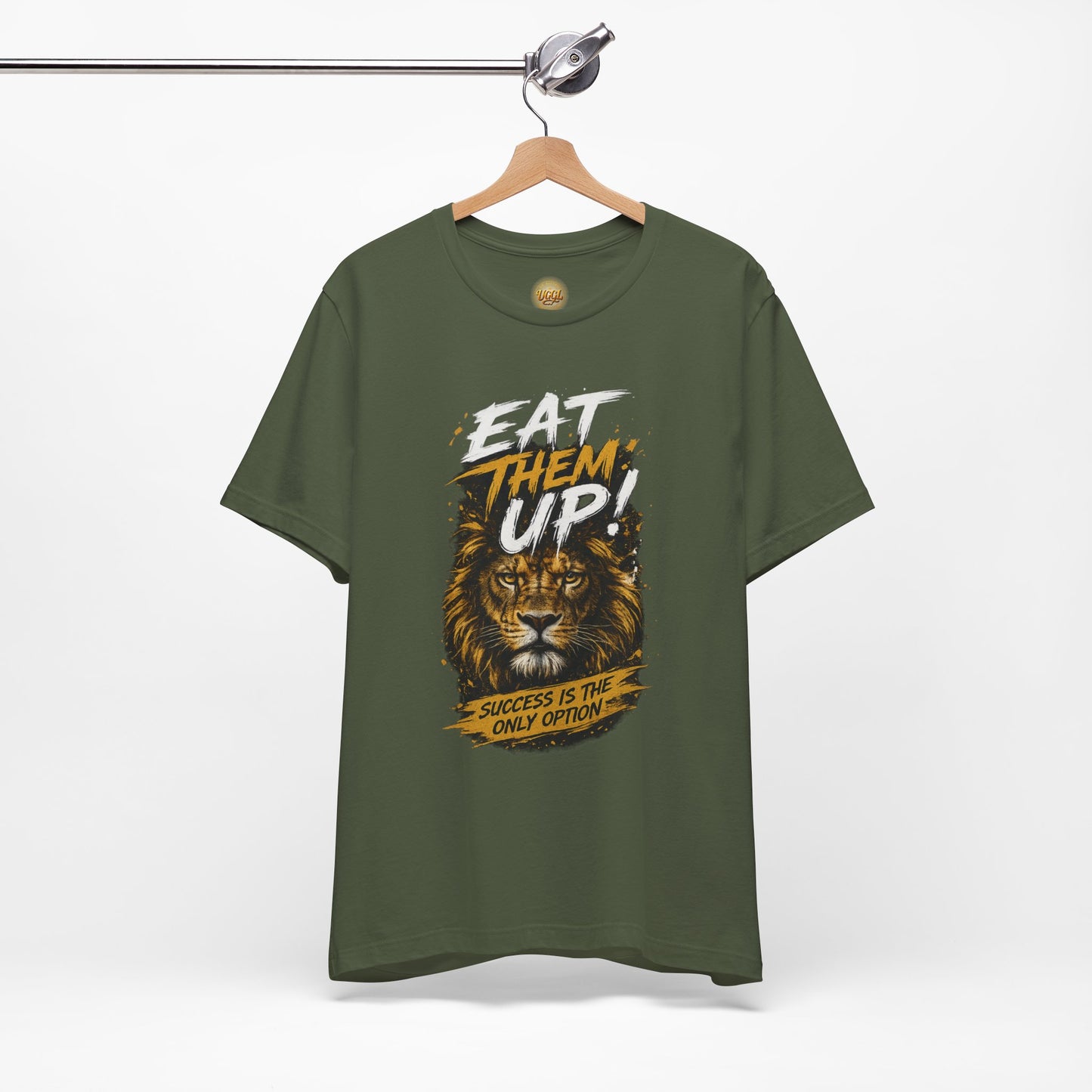 Eat Them Up! Lion Motivational Graphic Tee — "Success Is The Only Option"
