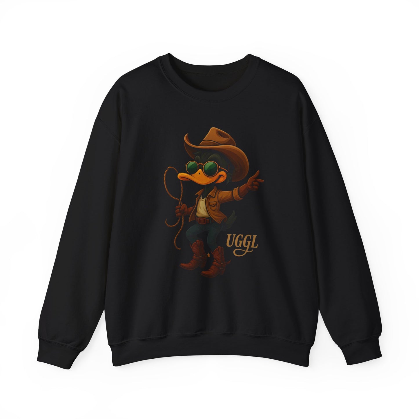 Cowboy Duck Crewneck Sweatshirt, Unisex Sweatshirt, Cozy Fall Apparel, Cute Graphic Sweater, Gifts for Animal Lovers, Trendy Layering