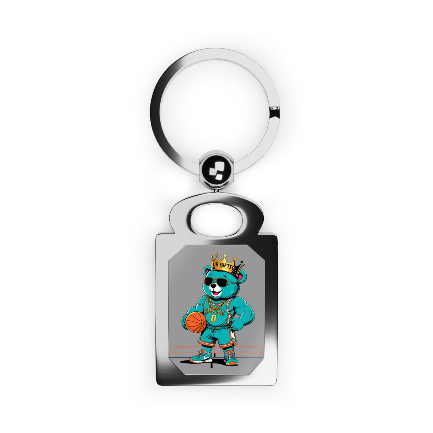 Keyring with Personalized Photo, Custom Keychain, Photo Gift, Basketball Bear Keyring, Unique Gift for Sports Lover